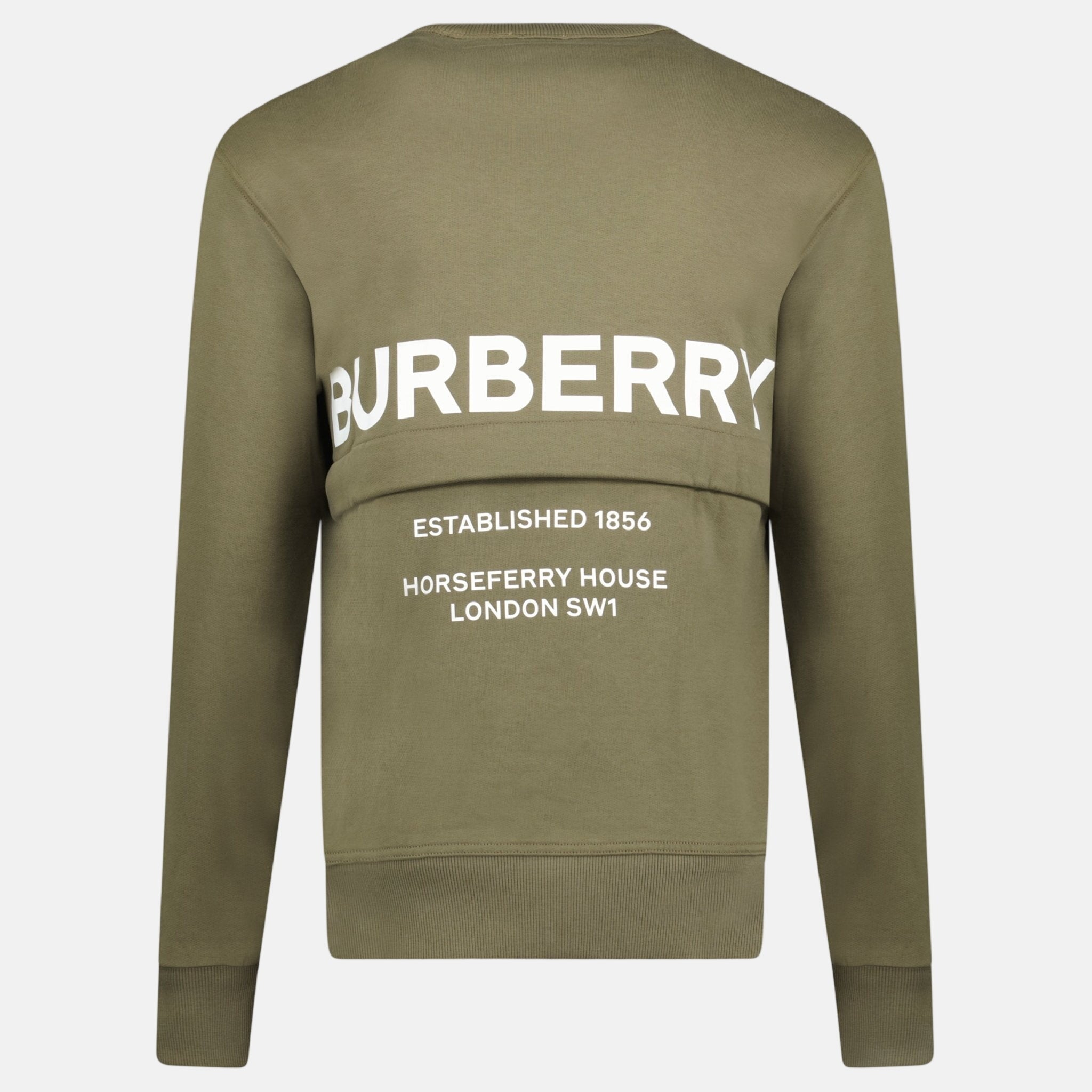 Burberry 'Acklow' Rear Logo Print Sweatshirt Khaki – C55 | Studio DOS by Designer Outlet Sales