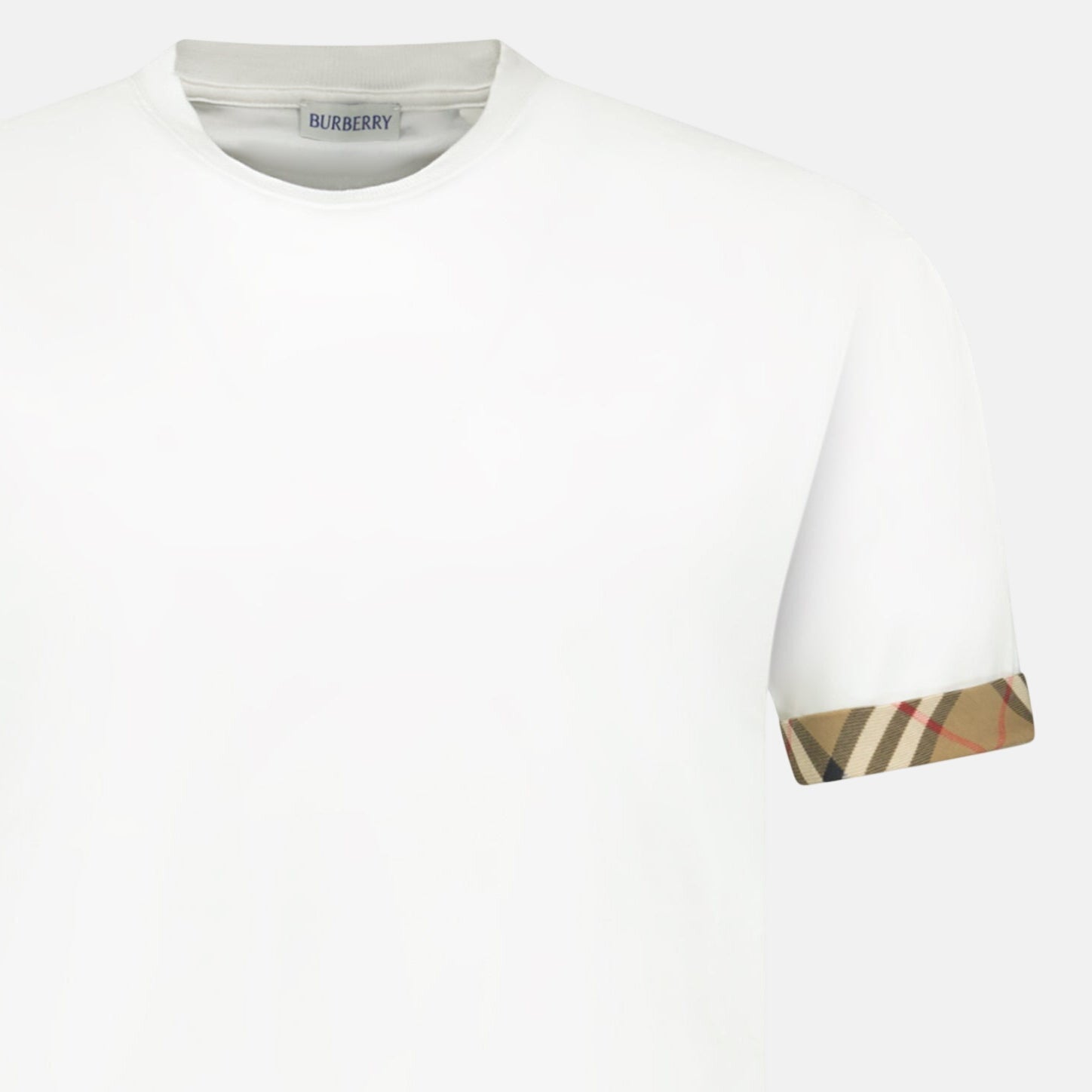 Burberry 'Ellison' Organic Cotton Check Sleeve T-Shirt White – F37 | Studio DOS by Designer Outlet Sales