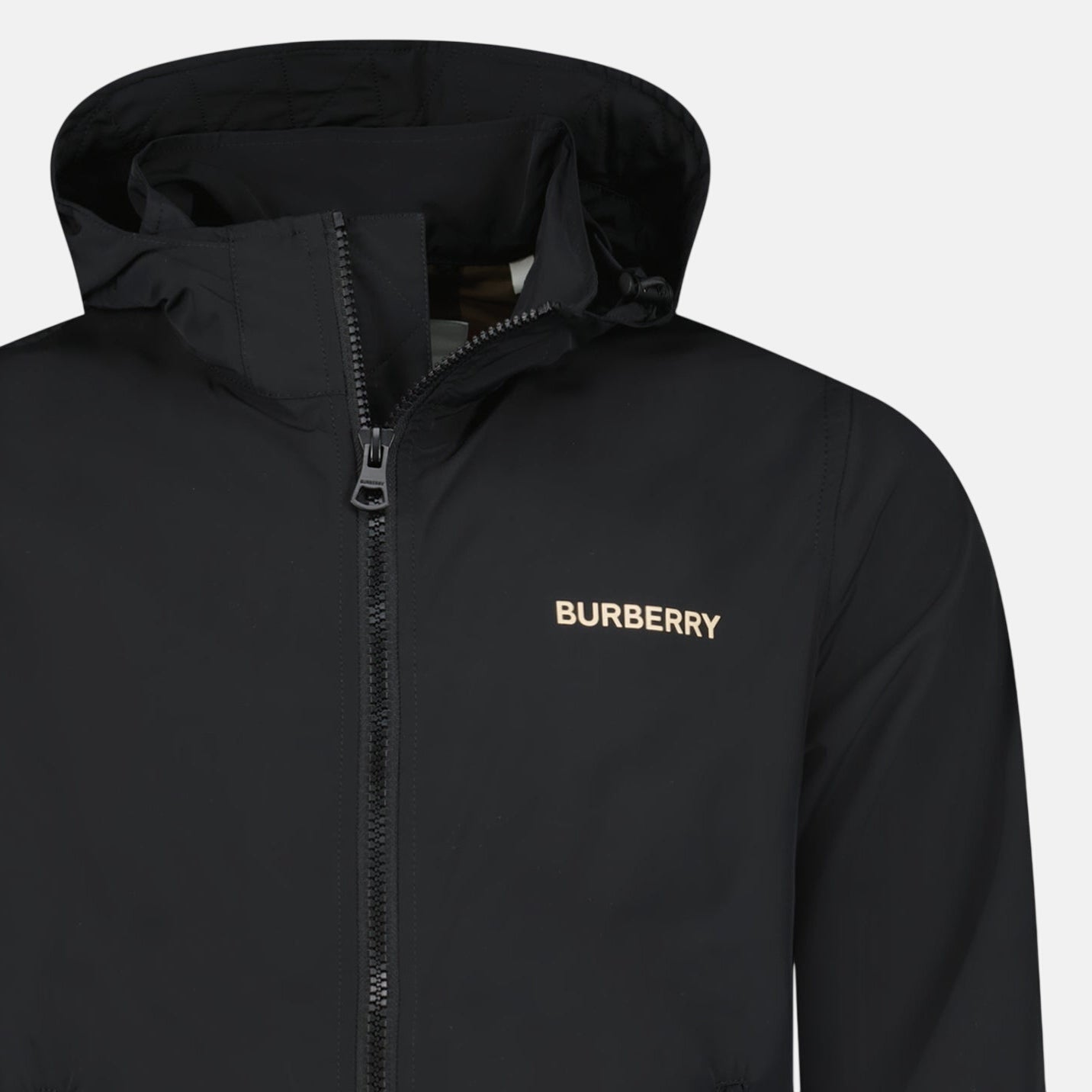 Burberry 'Hargrave' Zip - Up Logo Hooded Rain Jacket Black – sku-57793111785853 | Studio DOS by Designer Outlet Sales
