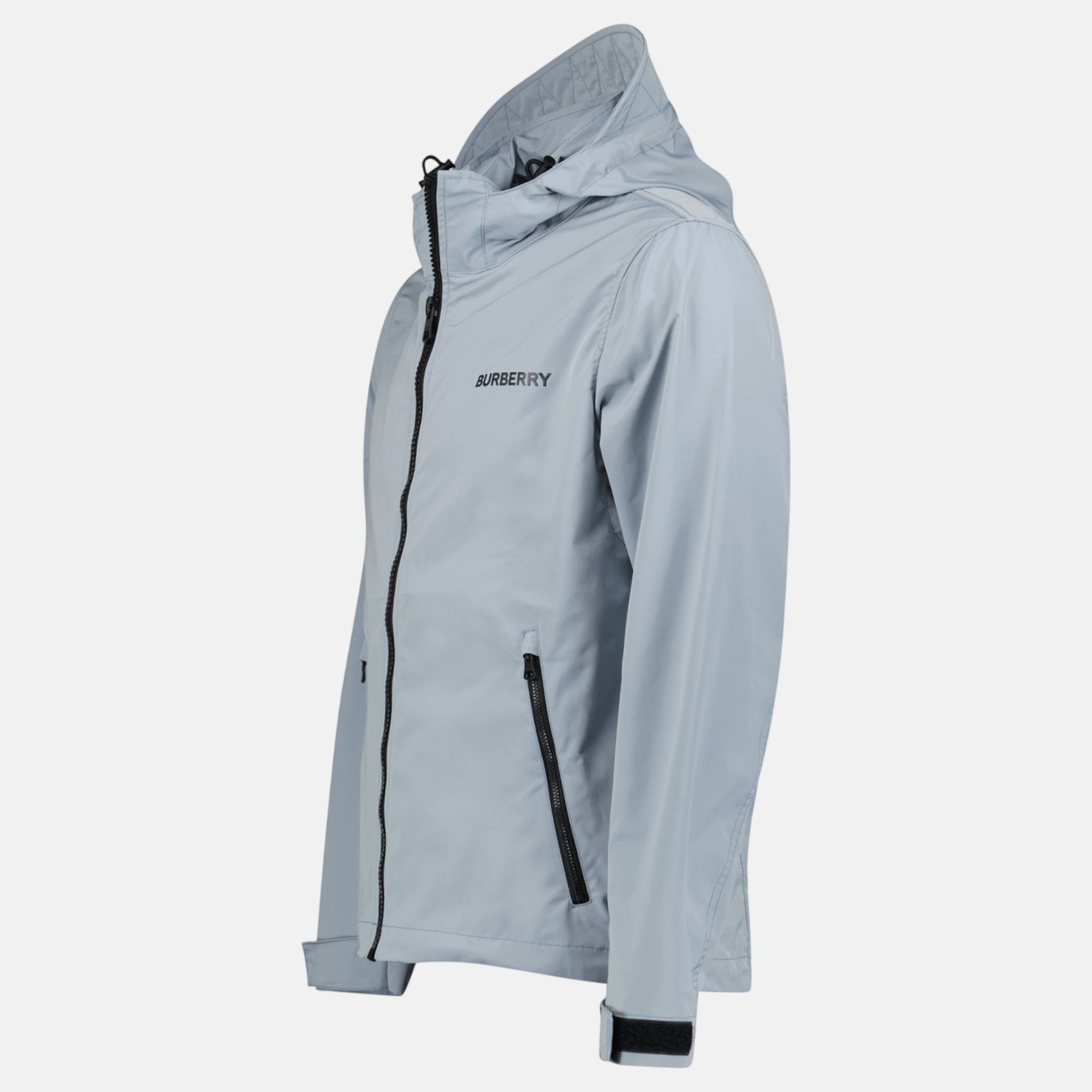 Burberry 'Hargrave' Zip - Up Logo Hooded Rain Jacket Gale Grey – sku-57793603273085 | Studio DOS by Designer Outlet Sales