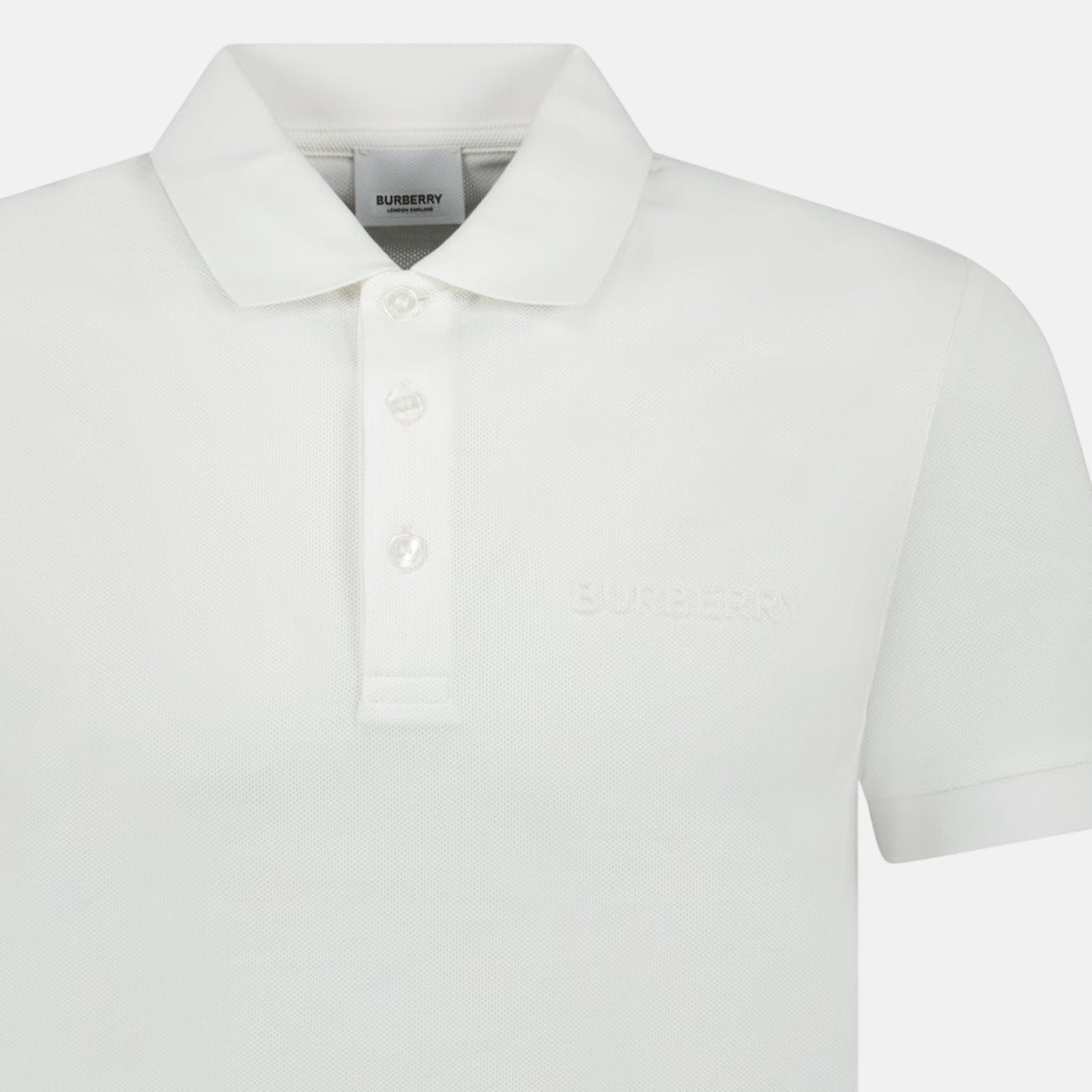 Burberry 'Hartford' Embossed Logo Polo Shirt White – O4 | Studio DOS by Designer Outlet Sales