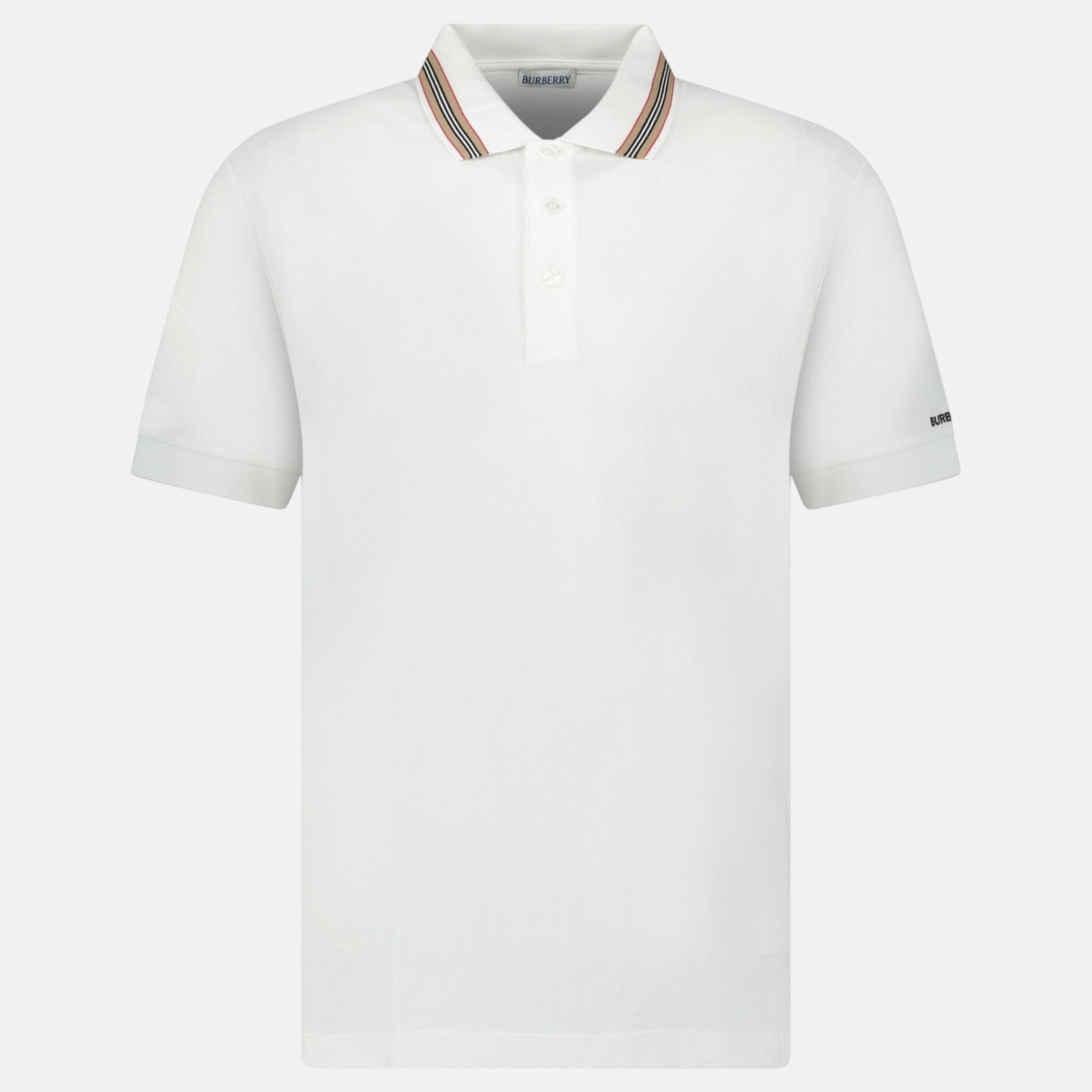 Burberry ‘Hartford’ Striped Check Short Sleeve Polo White – A5 | Studio DOS by Designer Outlet Sales