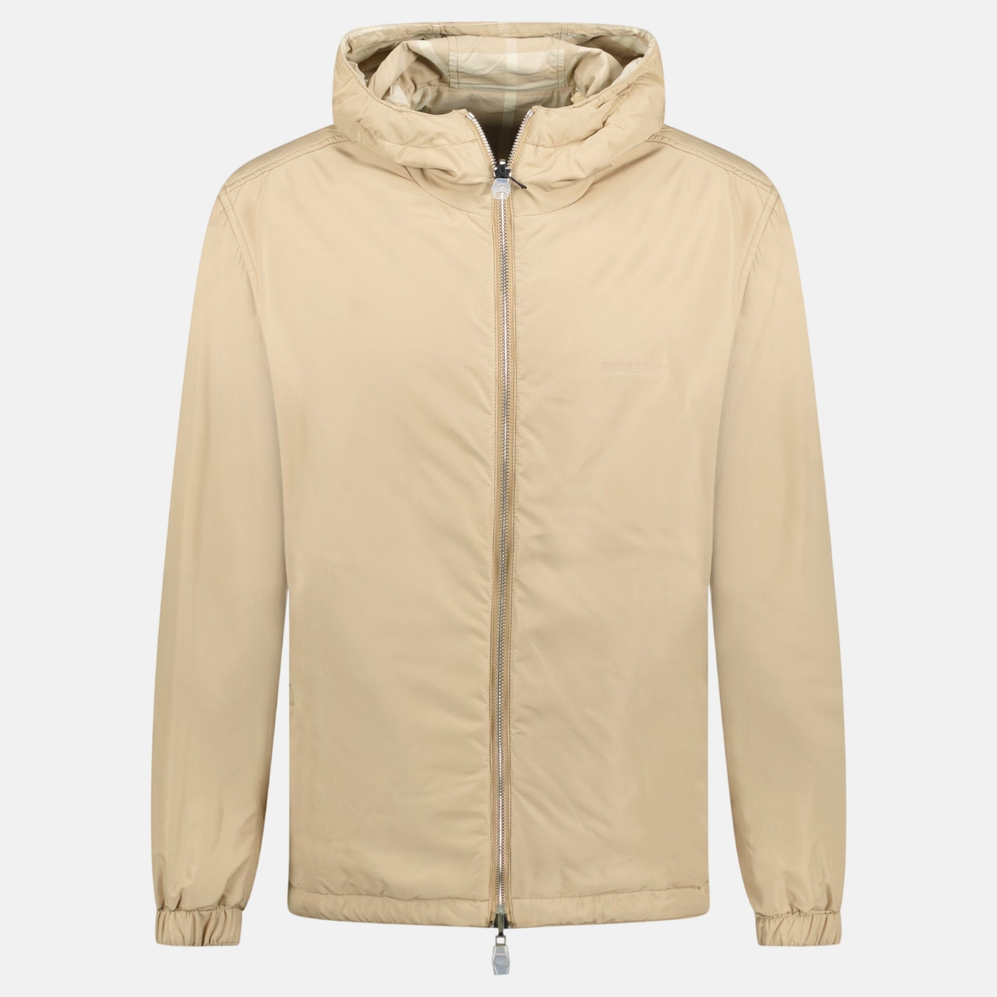 Burberry 'Stanford' Reversible Check Rear Logo Hooded Padded Jacket Beige – Rail 1 | Studio DOS by Designer Outlet Sales