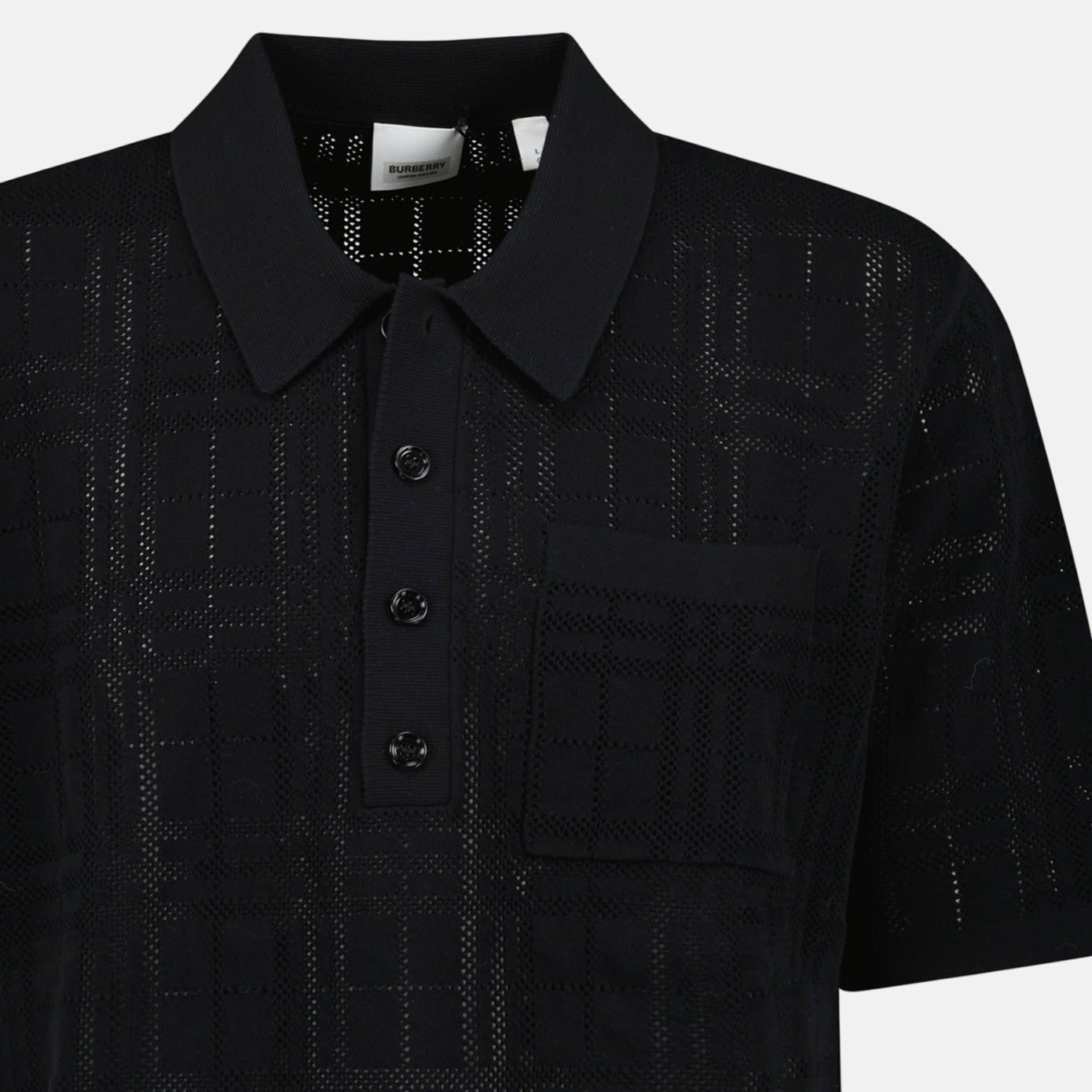 Burberry Tristam Check Knitted Polo Shirt Black – C26 | Studio DOS by Designer Outlet Sales