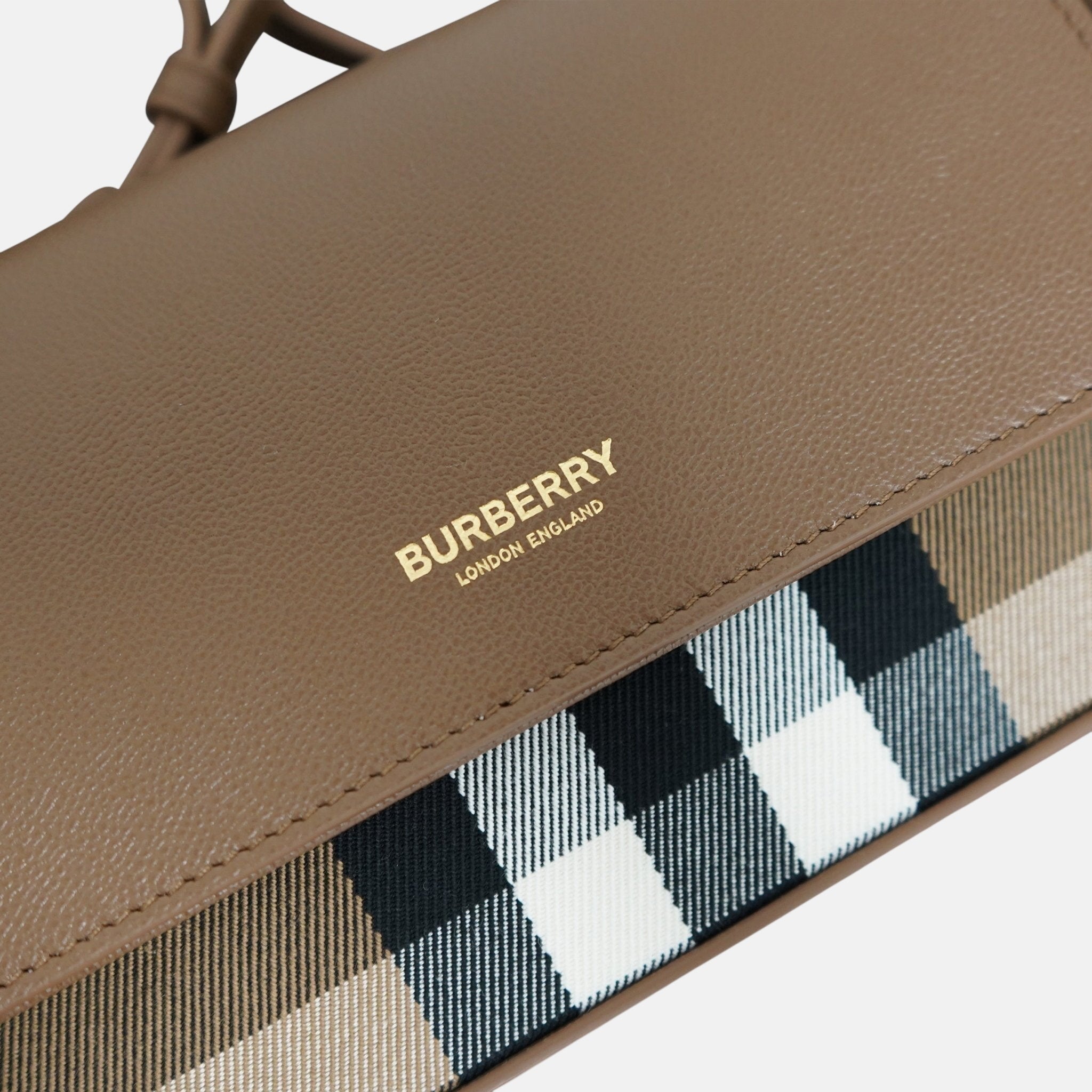 Burberry Womens 'New Hampshire' Leather Shoulder Bag Earth Brown – Grey Box 7 | Studio DOS by Designer Outlet Sales