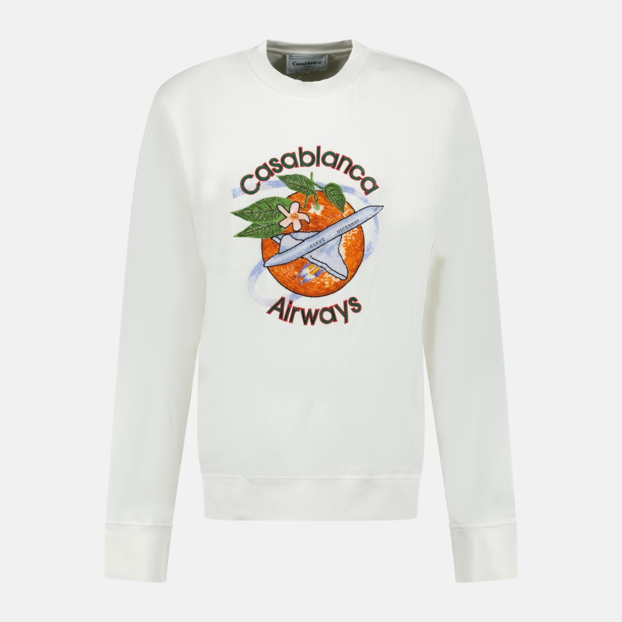 Casablanca Orbite Autour De L'Orange Beaded Sweatshirt White – C68 | Studio DOS by Designer Outlet Sales