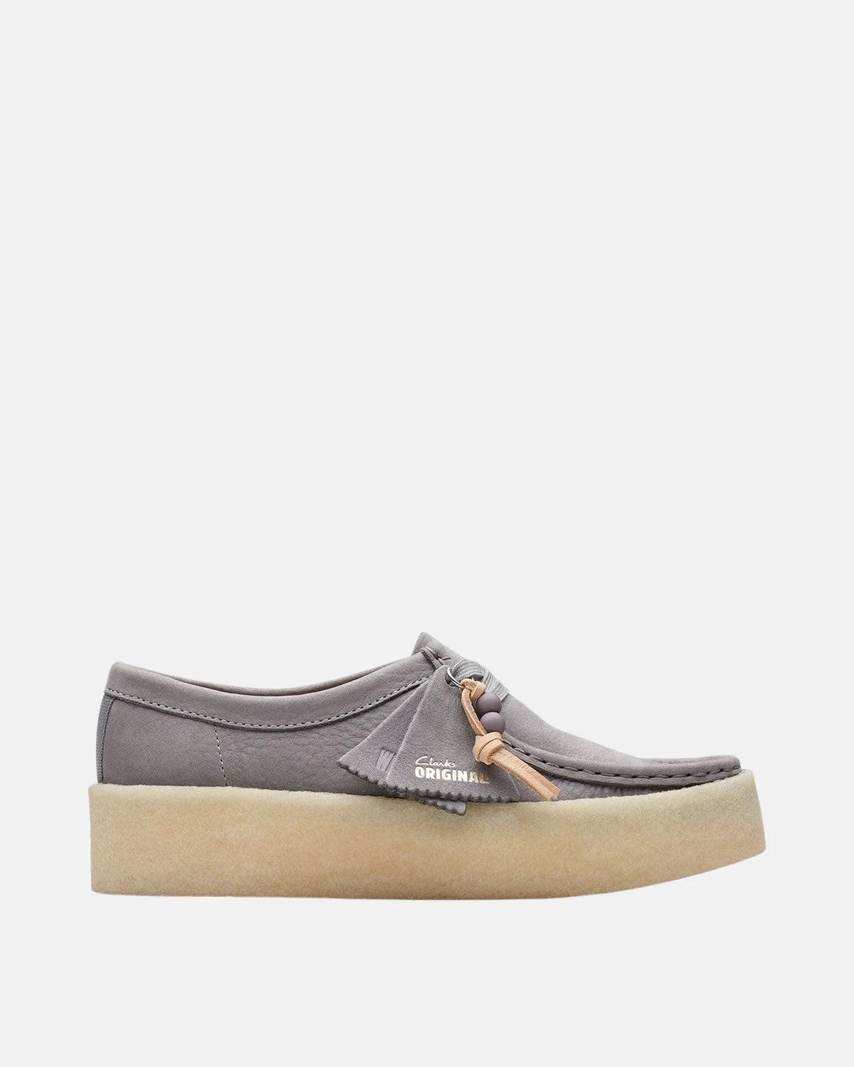 CLARKS ORIGINALS WOMENS WALLABEE CUP SHOES STEEL GREY NUBUCK