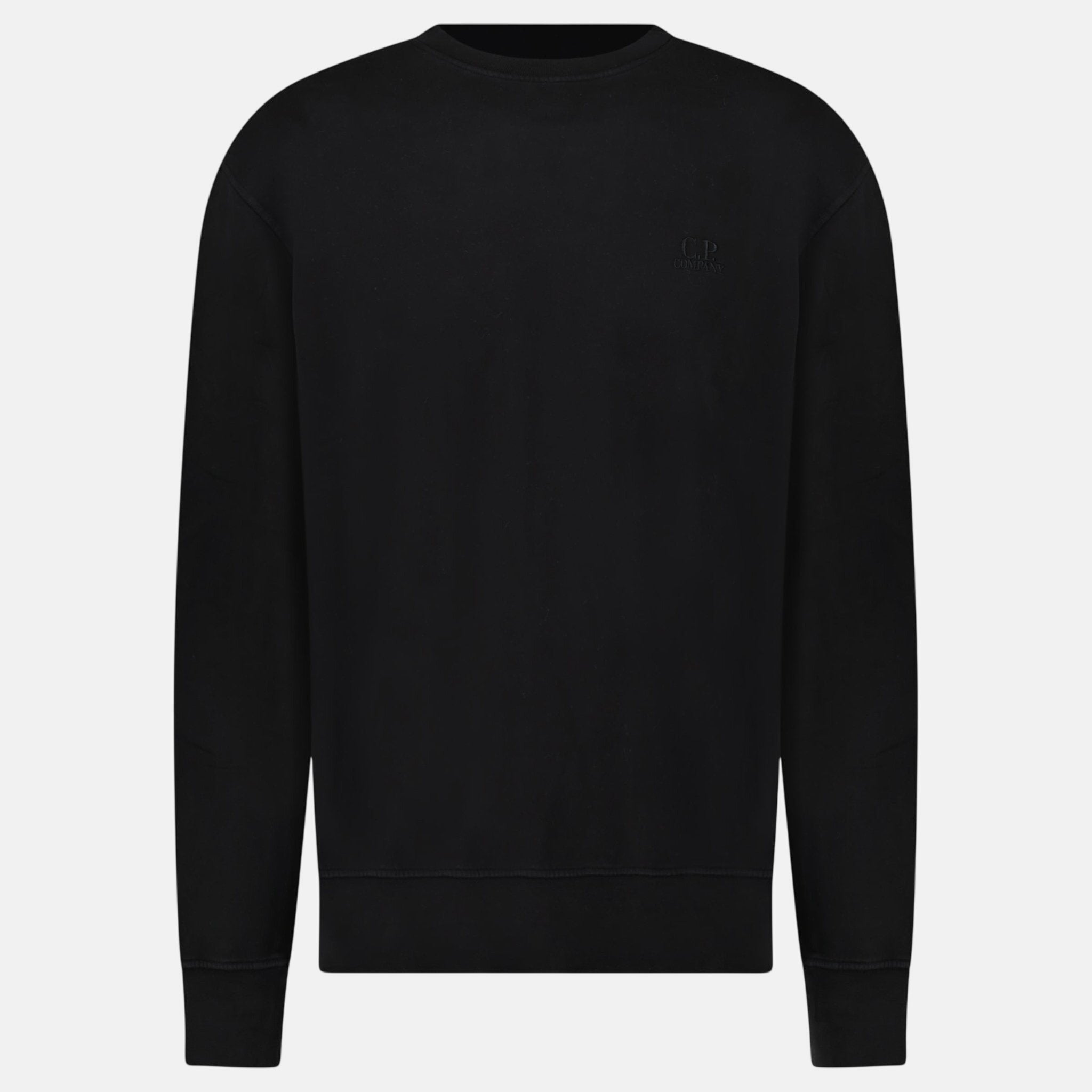CP Company Brushed and Emerized Diagonal Fleece Crewneck Sweatshirt Black – A30 | Studio DOS by Designer Outlet Sales