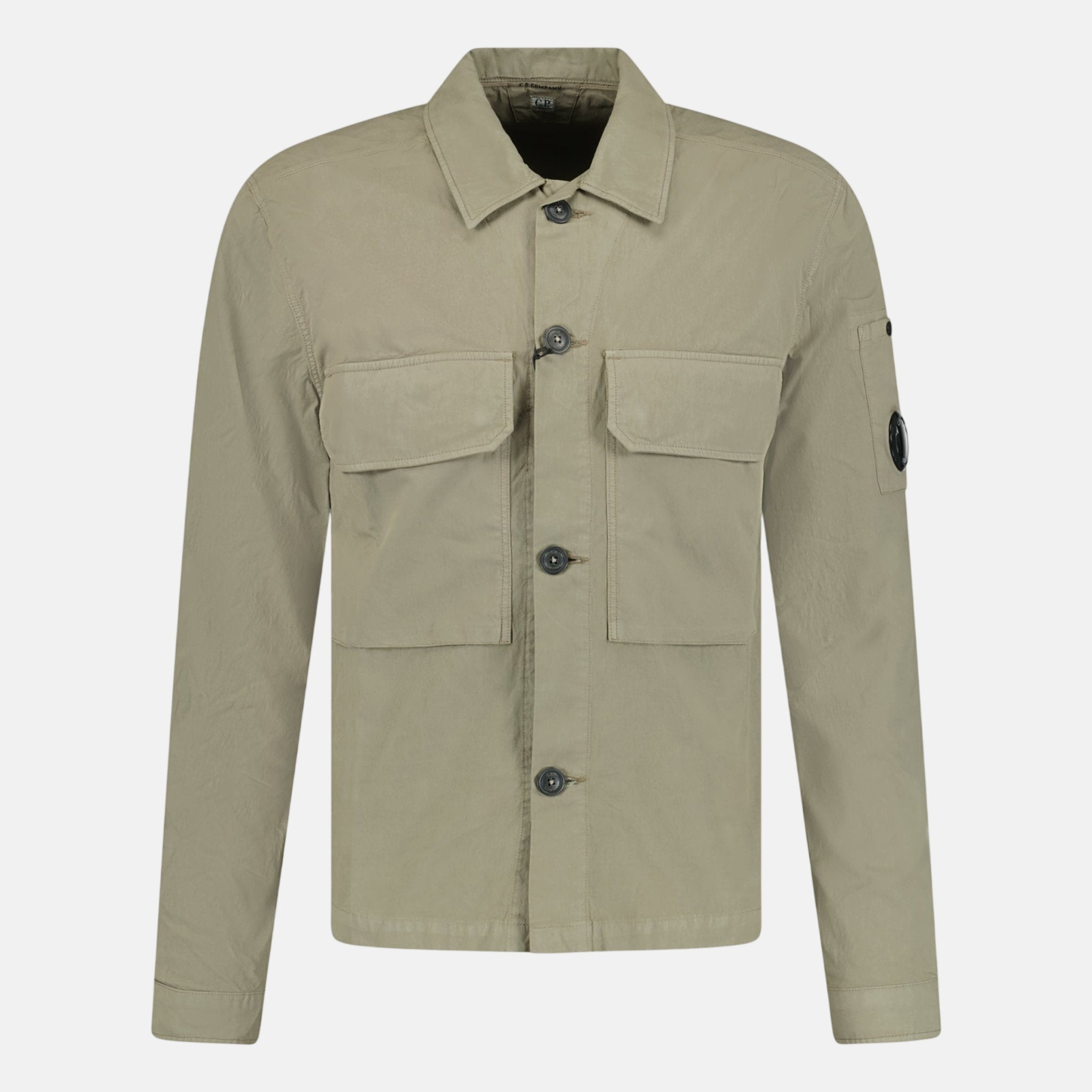 CP Company Button Up Lens Overshirt Light Khaki – C76 | Studio DOS by Designer Outlet Sales