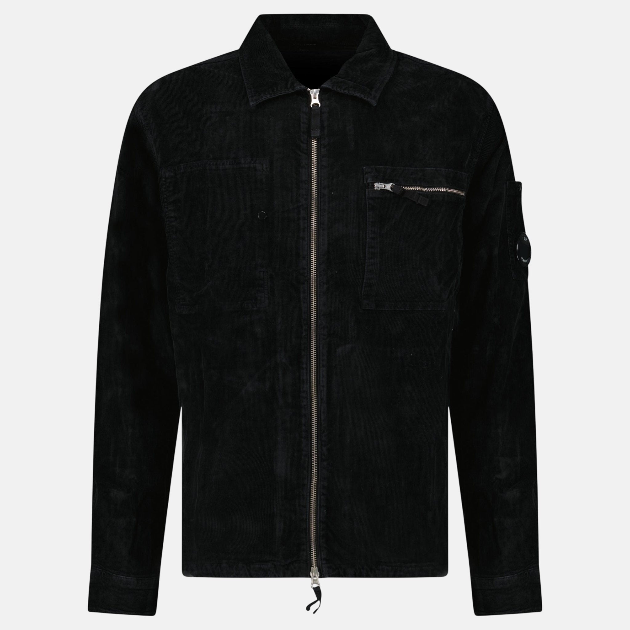 CP Company Corduroy Lens Zipped Overshirt Black – A19 | Studio DOS by Designer Outlet Sales