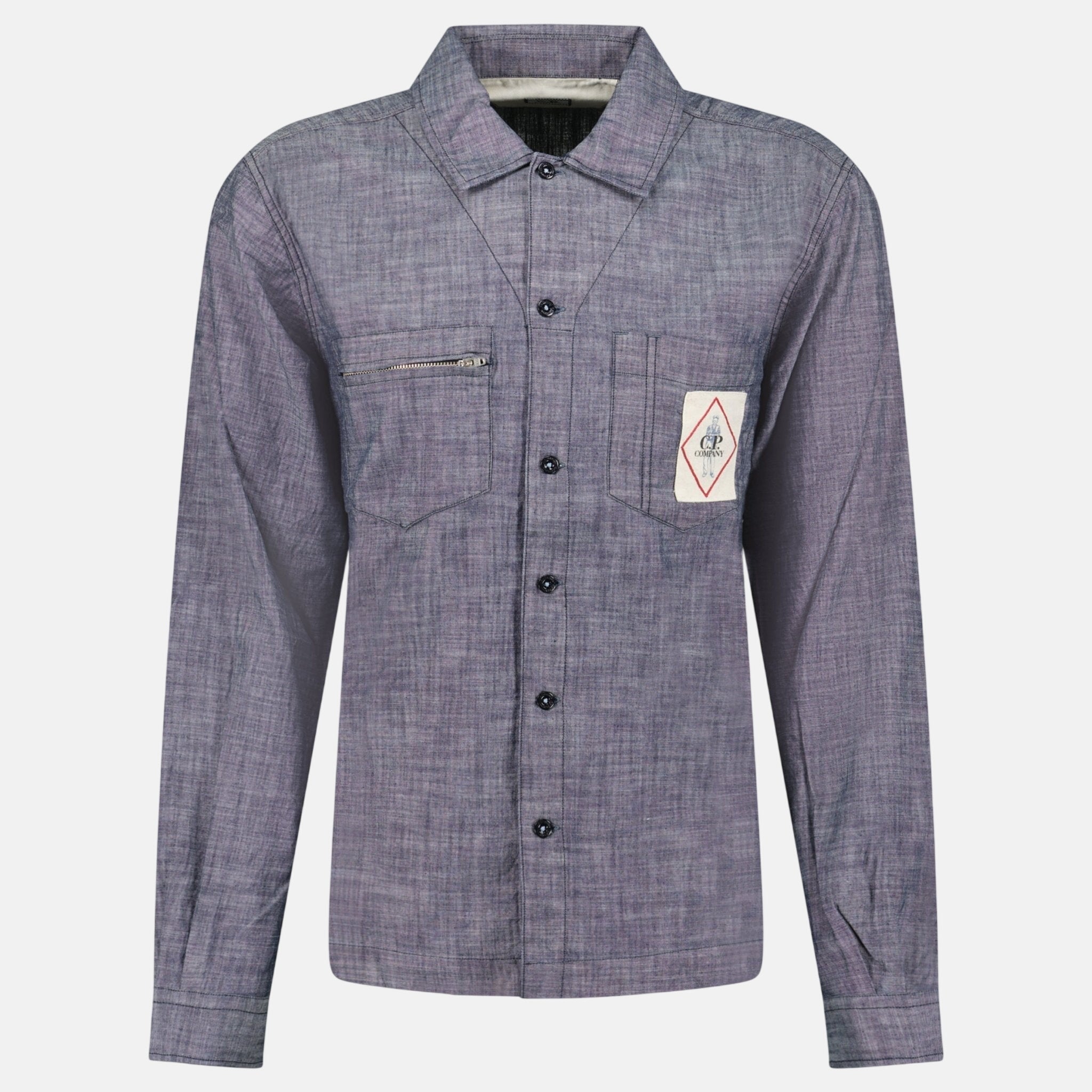 CP Company Denim Chambray Long - Sleeve Shirt Indigo – B4 | Studio DOS by Designer Outlet Sales