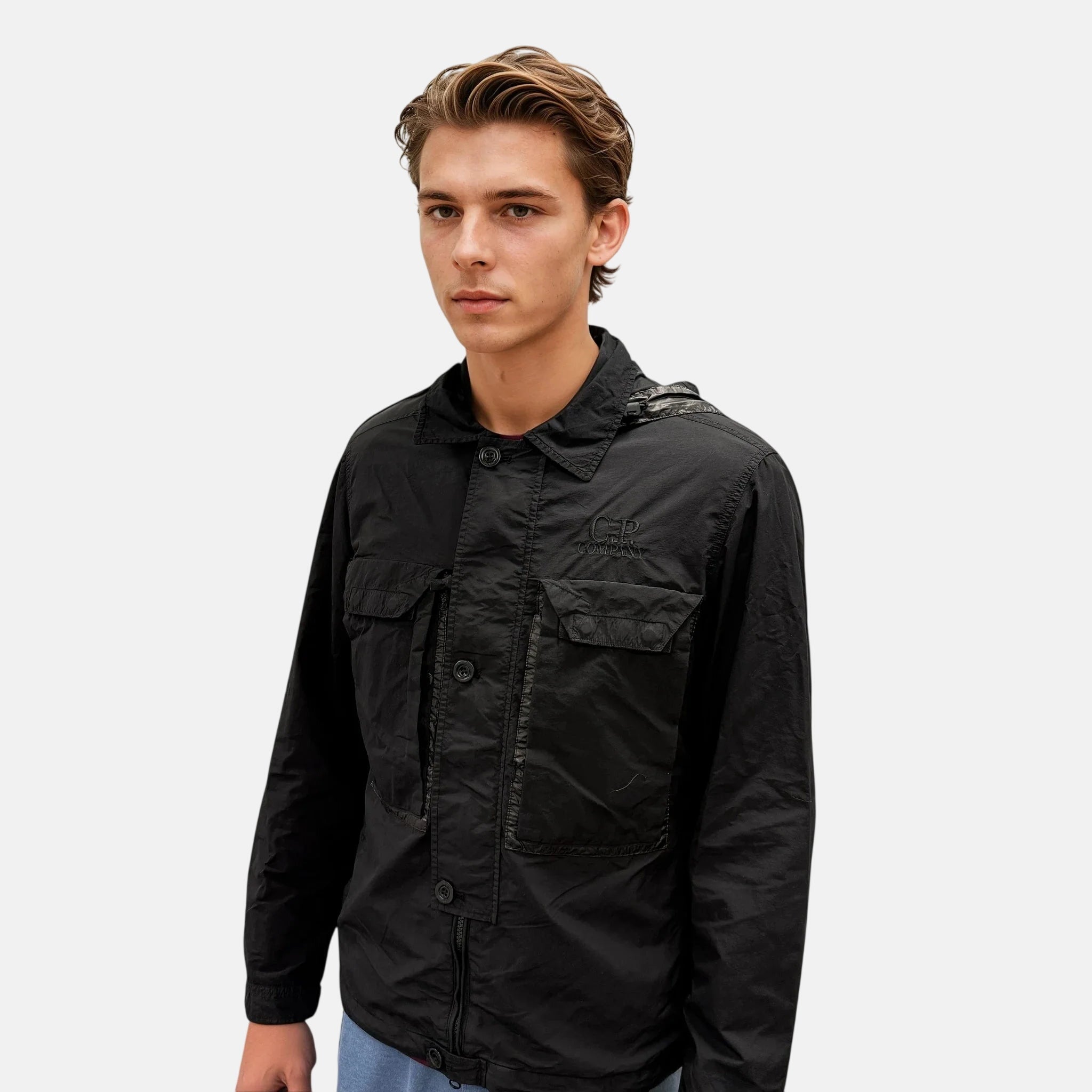 CP Company Flatt Nylon Goggle Overshirt Black – B32 | Studio DOS by Designer Outlet Sales
