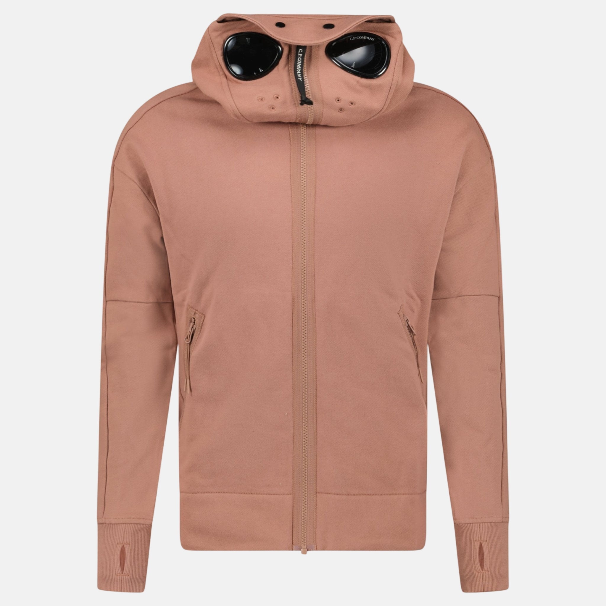 CP Company Hooded Explorer Goggle Zip Up Hoodie Light Brown – A36 | Studio DOS by Designer Outlet Sales