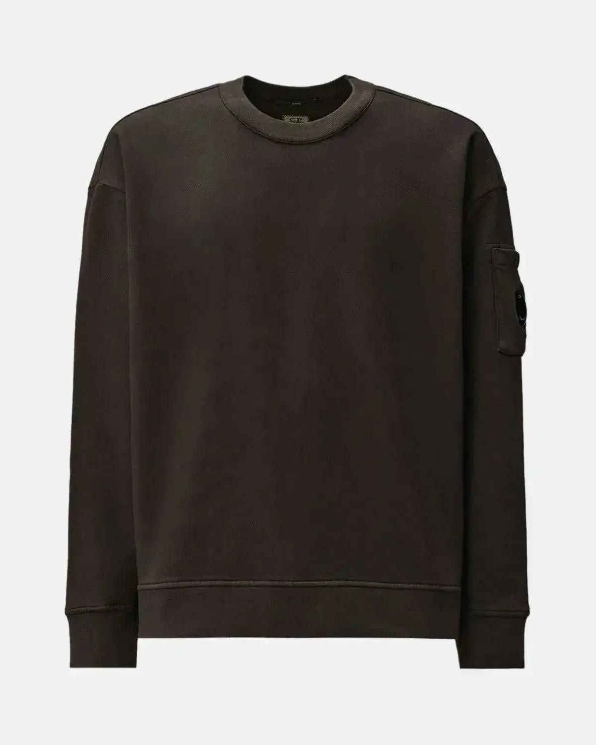 CP COMPANY MENS BRUSHED AND EMERIZED DIAGONAL RAISED FLEECE BOXY SWEAT DARK SHADOW GREY – CP-COMPANY-19CMSS058A-006372G-978-S | Studio DOS by Designer Outlet Sales