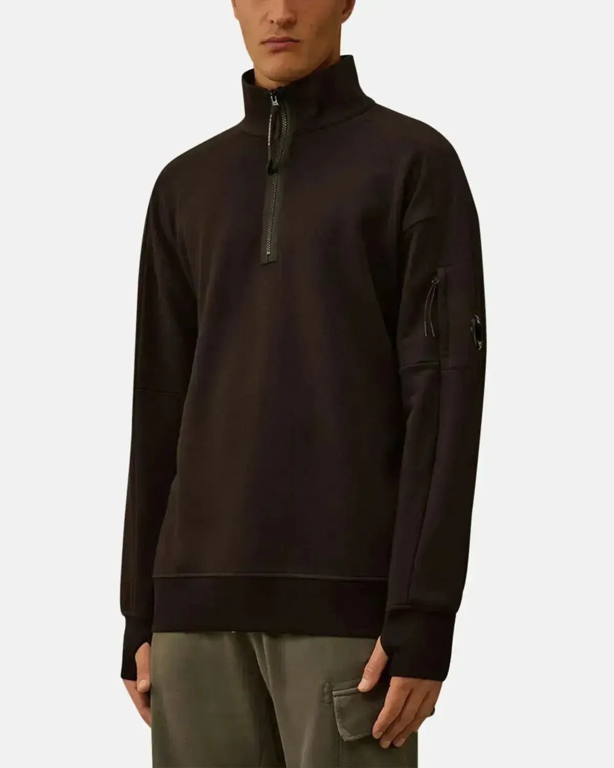CP COMPANY MENS DIAGONAL RAISED FLEECE 1/4 ZIP SWEATSHIRT BLACK – CP-COMPANY-19CMSS153A-005086W-999-M | Studio DOS by Designer Outlet Sales