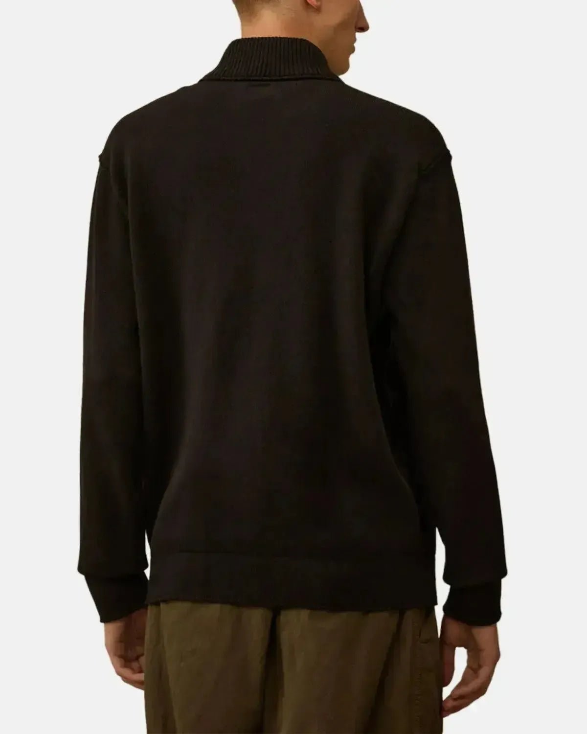 CP COMPANY MENS SOFT COTTON STRETCH CHEST POCKET 1/4 ZIP KNIT BLACK – CP-COMPANY-19CMKN236A-110432A-999-M | Studio DOS by Designer Outlet Sales