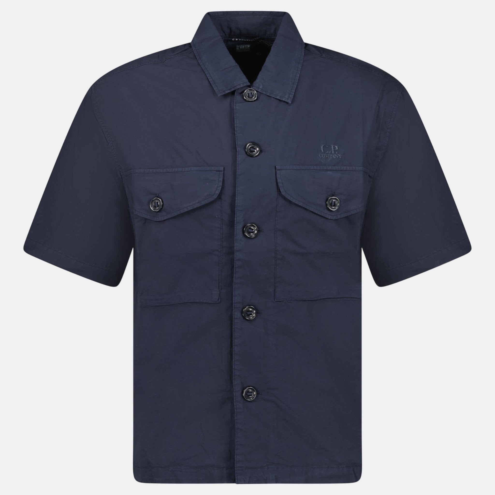 CP Company Popeline Boxy Short Sleeve Shirt Total Eclipse – C15 | Studio DOS by Designer Outlet Sales