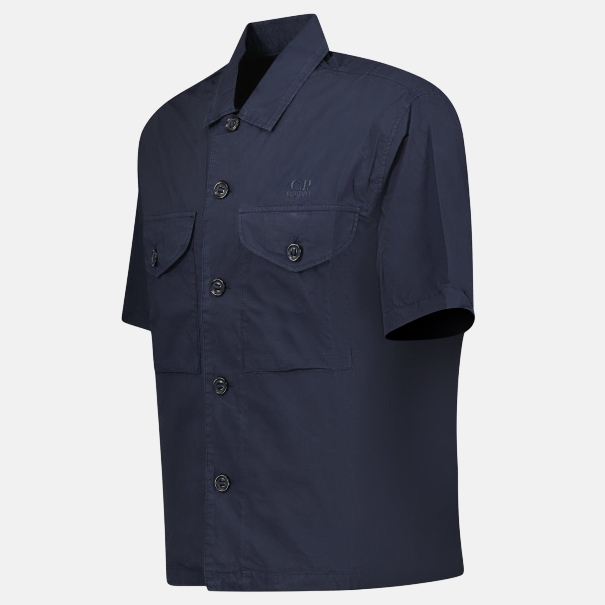 CP Company Popeline Boxy Short Sleeve Shirt Total Eclipse – C15 | Studio DOS by Designer Outlet Sales