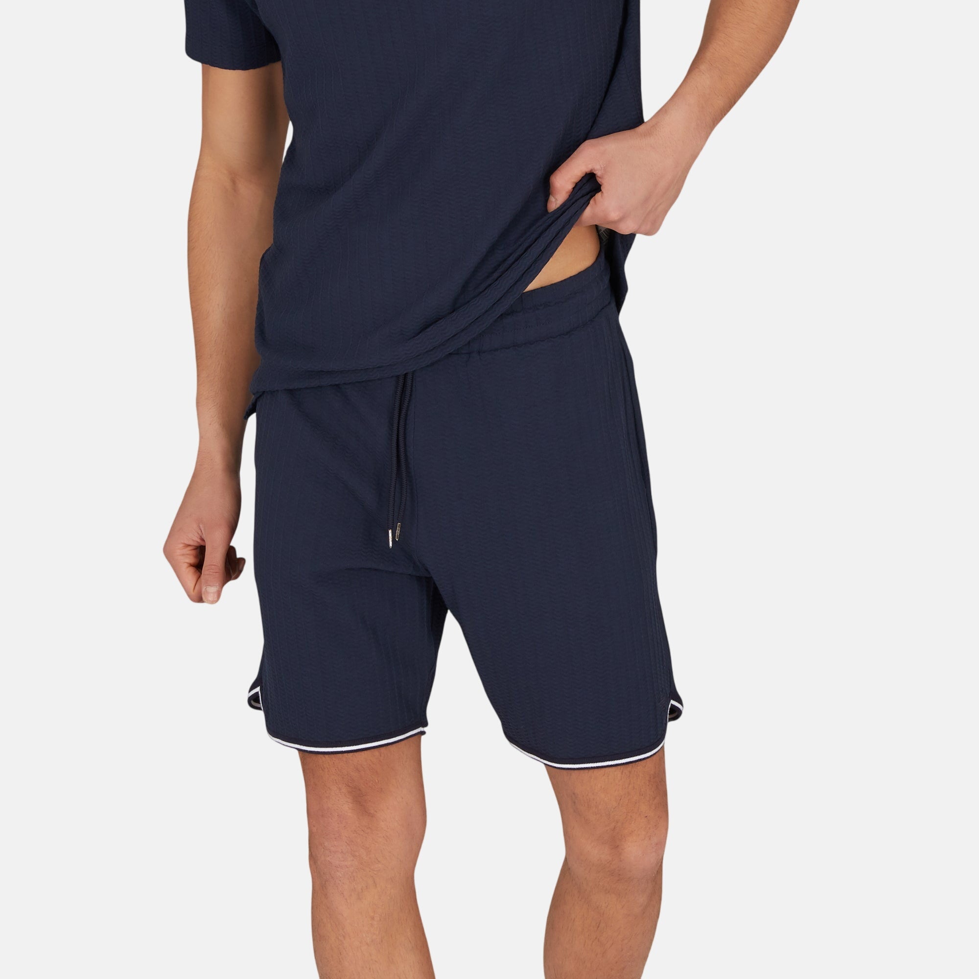 Emporio Armani Mens Lounge Waffle Bermuda Shorts Armani Blue – SS25074-S | Studio DOS by Designer Outlet Sales