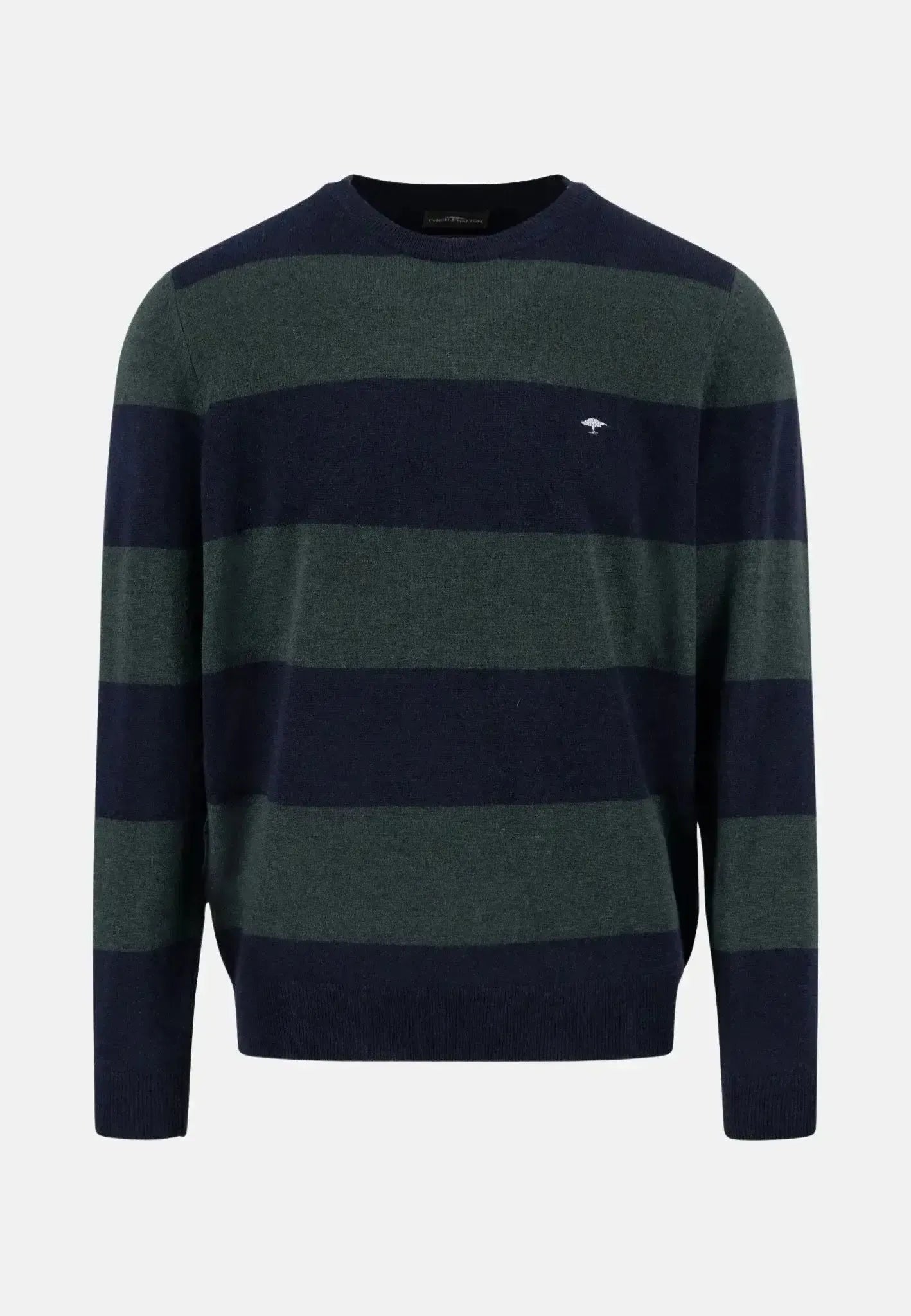 Fynch - Hatton Mens Block Stripe Merino Wool Cashmere Crewneck Knit Navy – 1510809-690-S | Studio DOS by Designer Outlet Sales