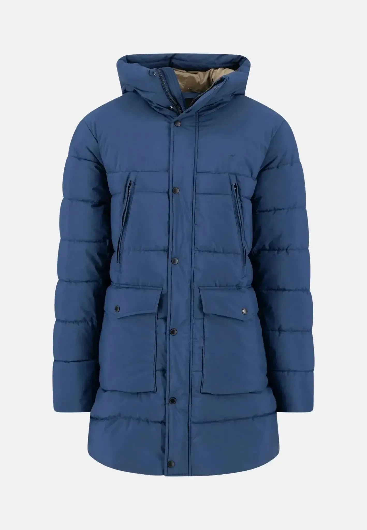 Fynch - Hatton Mens Hooded Full Length Puffer Coat Misty Blue – 15102625-638-S | Studio DOS by Designer Outlet Sales
