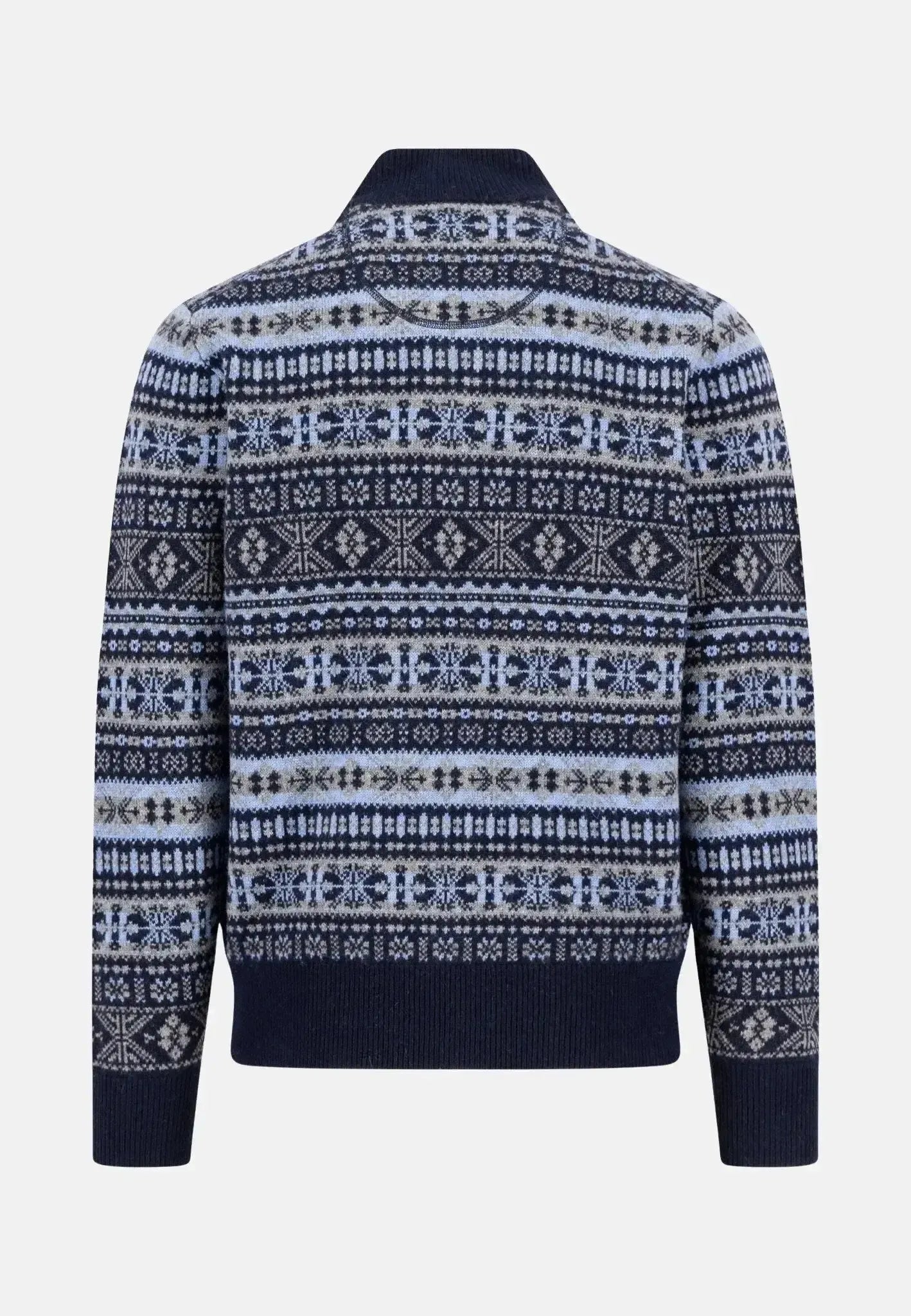 Fynch - Hatton Mens Lambswool Jacquard 1/4 Zip Knit Navy – 1510365-690-S | Studio DOS by Designer Outlet Sales