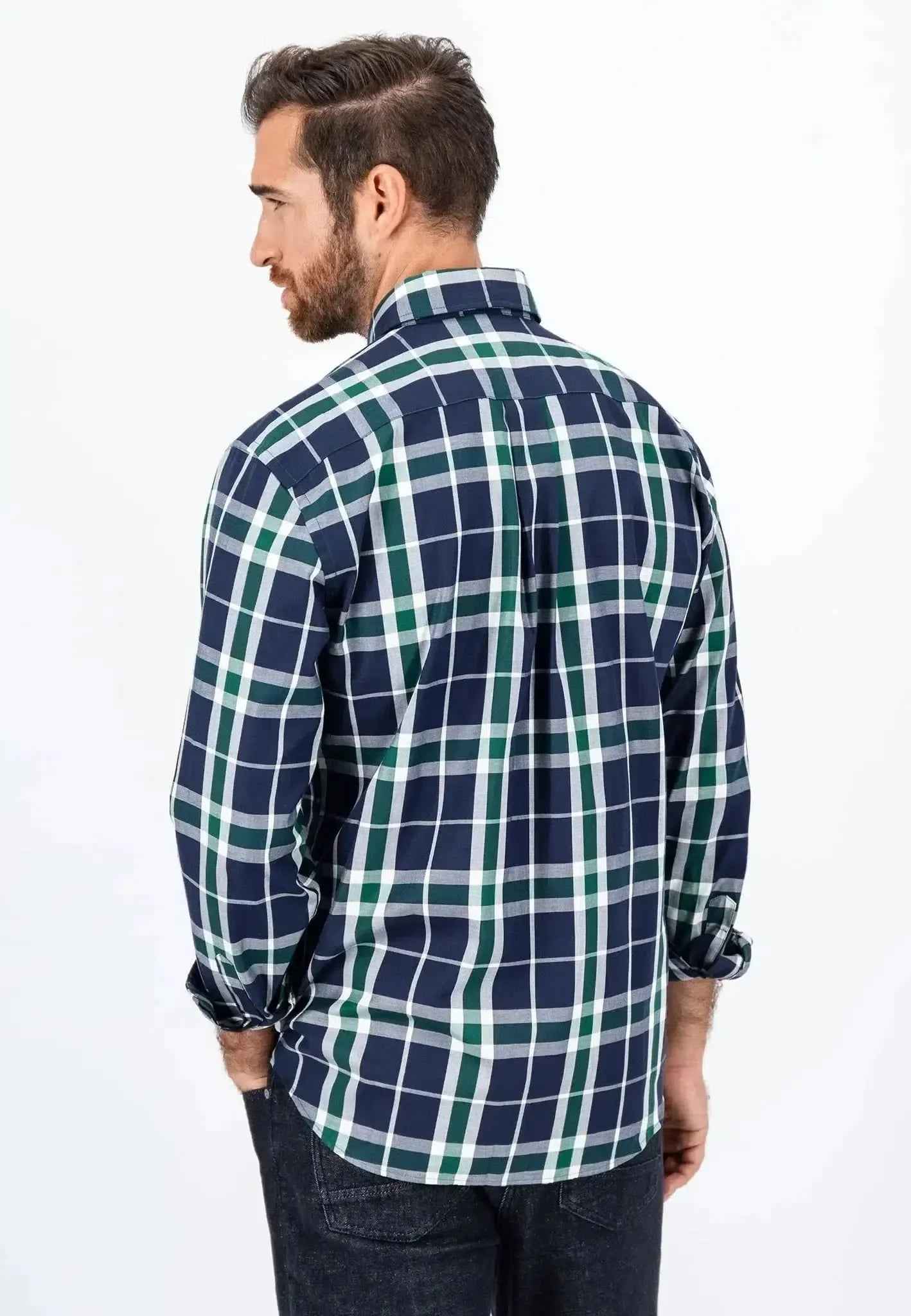 Fynch - Hatton Mens Large Check Shirt Navy – 14088000-685-S | Studio DOS by Designer Outlet Sales