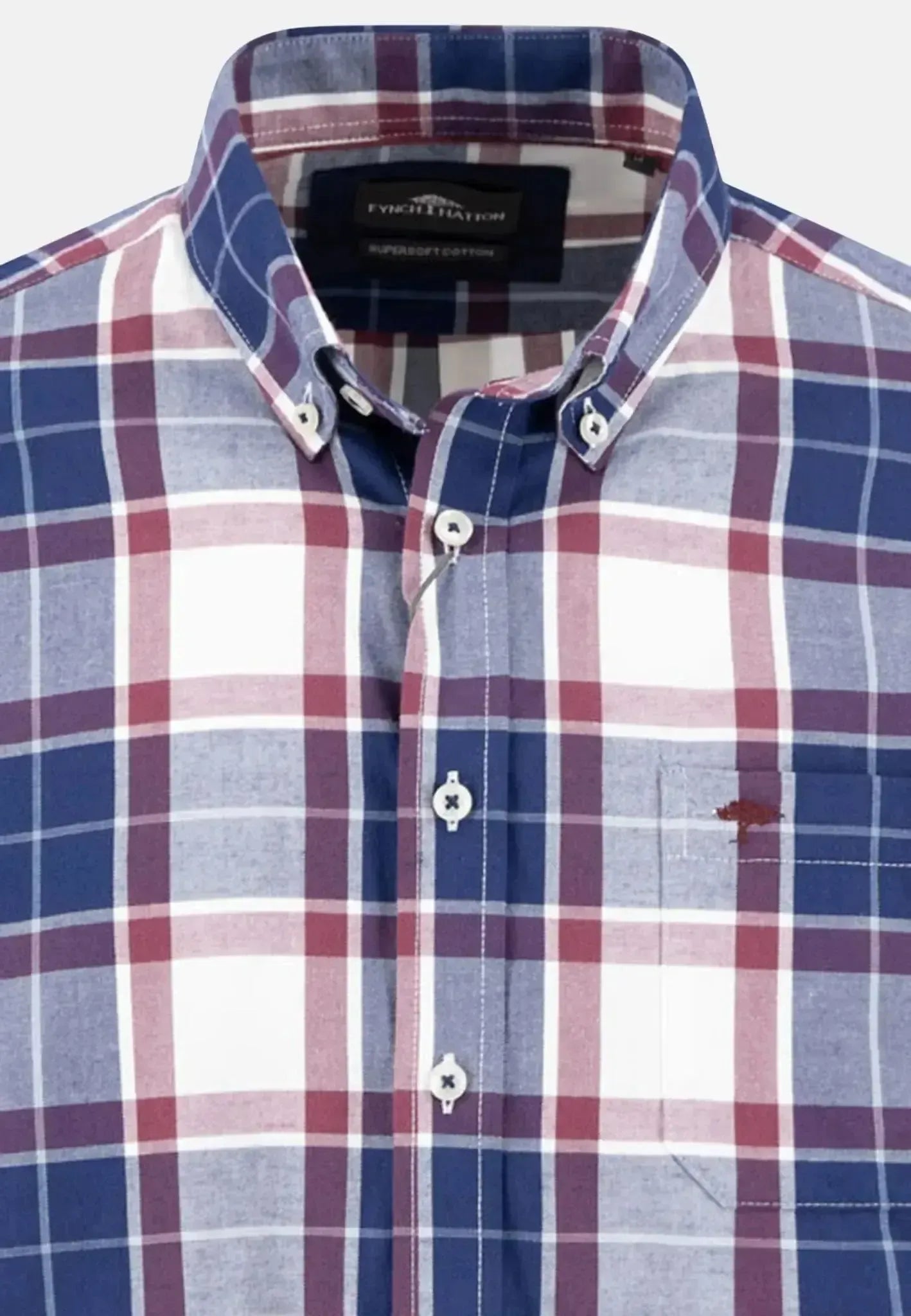 Fynch - Hatton Mens Twill Check Button Down Shirt Deep Merlot – 15095540-368-S | Studio DOS by Designer Outlet Sales
