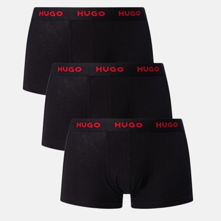 HUGO 3 Pack Cotton Stretch Trunks Black Red – O5 | Studio DOS by Designer Outlet Sales