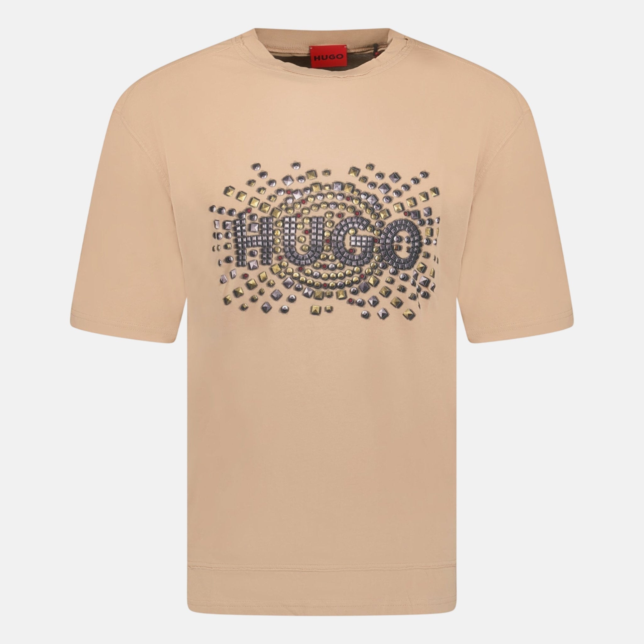 HUGO Studded Logo Cotton - Jersey T-Shirt Brown – C23 | Studio DOS by Designer Outlet Sales