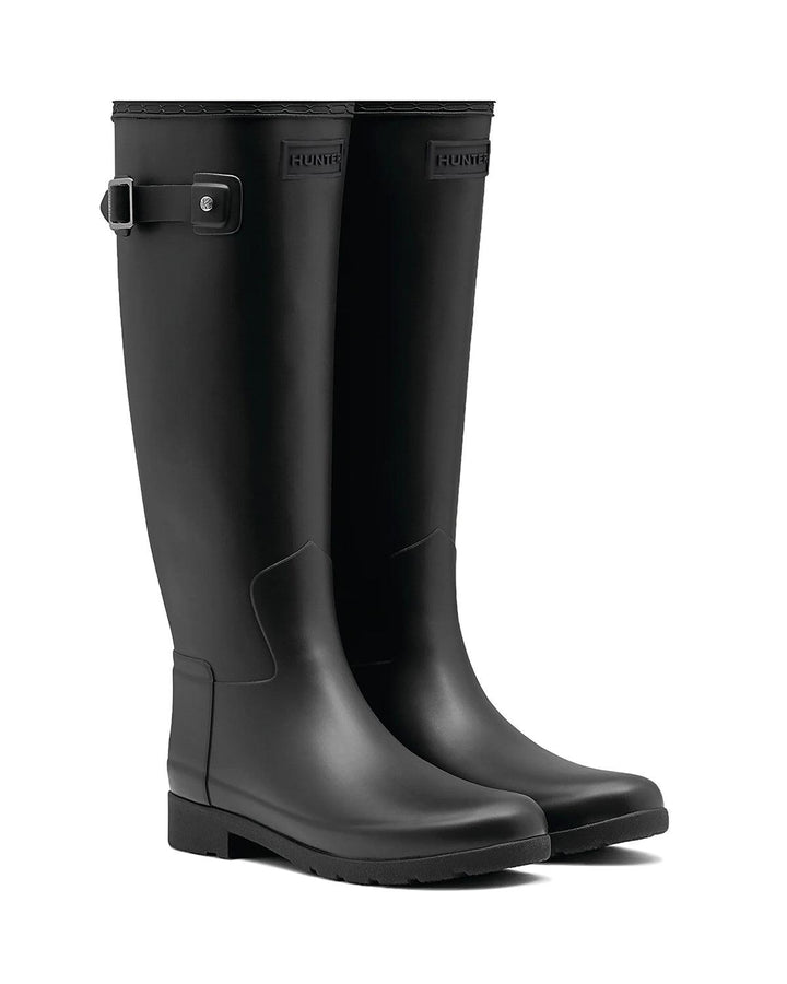 HUNTER WOMENS REFINED TALL WIDE WELLINGTON BOOTS BLACK-Designer Outlet Sales