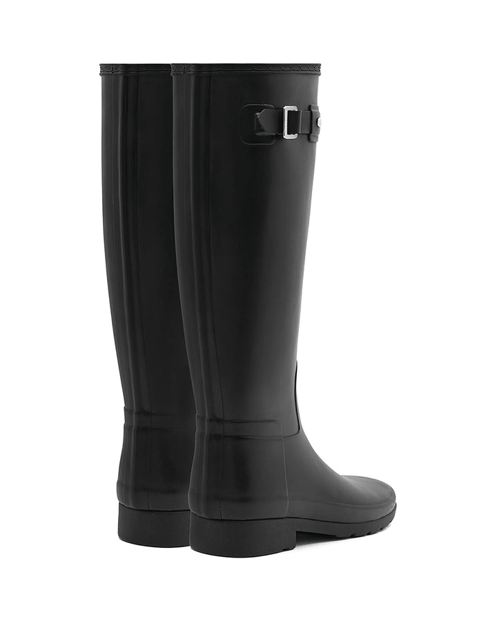 HUNTER WOMENS REFINED TALL WIDE WELLINGTON BOOTS BLACK-Designer Outlet Sales