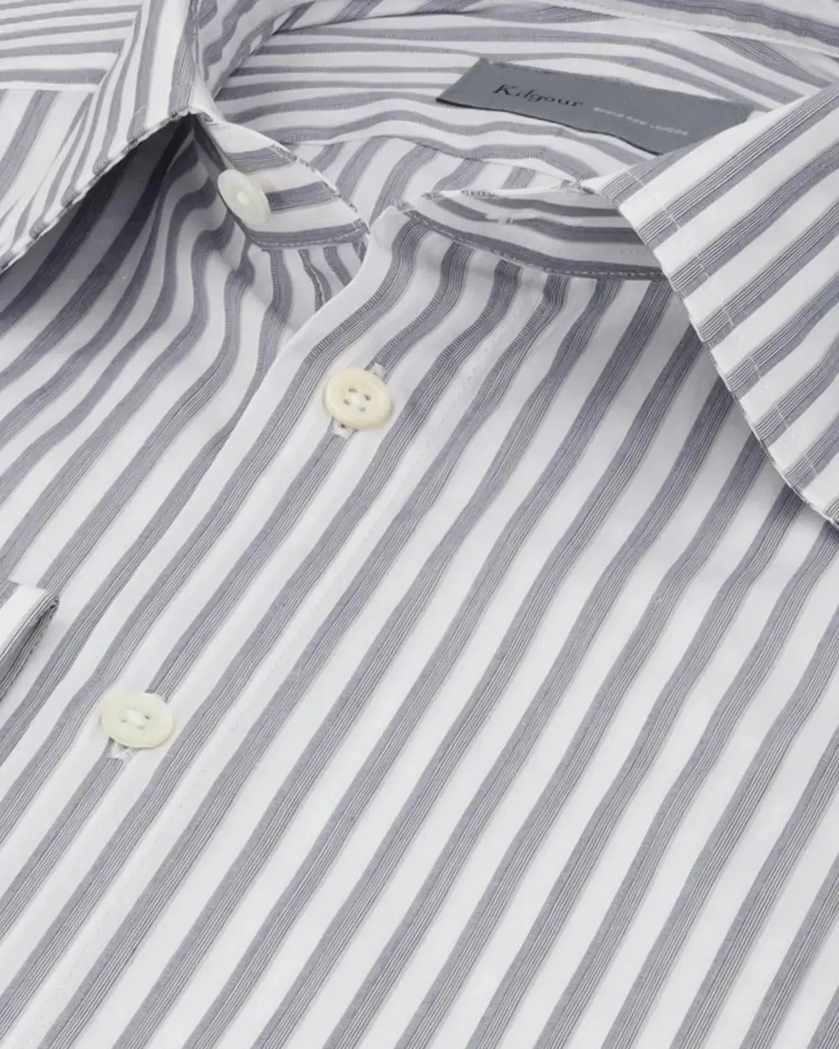 Kilgour Cut Away Collar Stripe Shirt White Grey – 40541-007-944 | Studio DOS by Designer Outlet Sales
