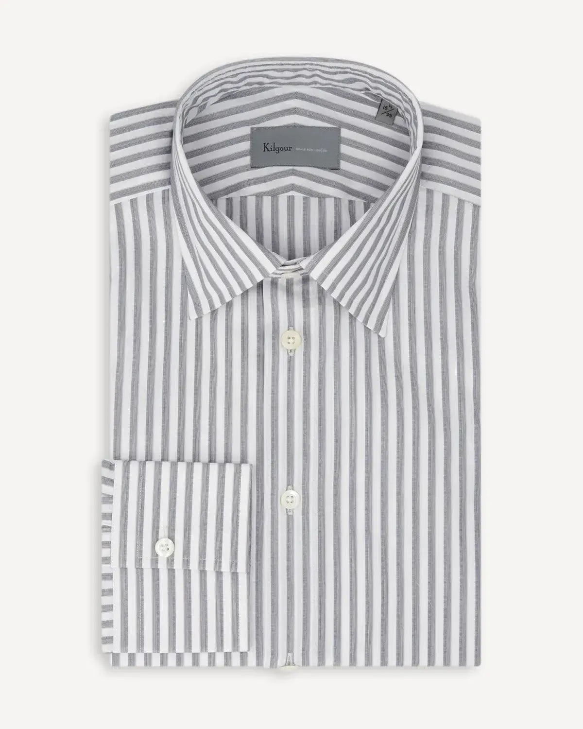 Kilgour Cut Away Collar Stripe Shirt White Grey – 40541-007-944 | Studio DOS by Designer Outlet Sales