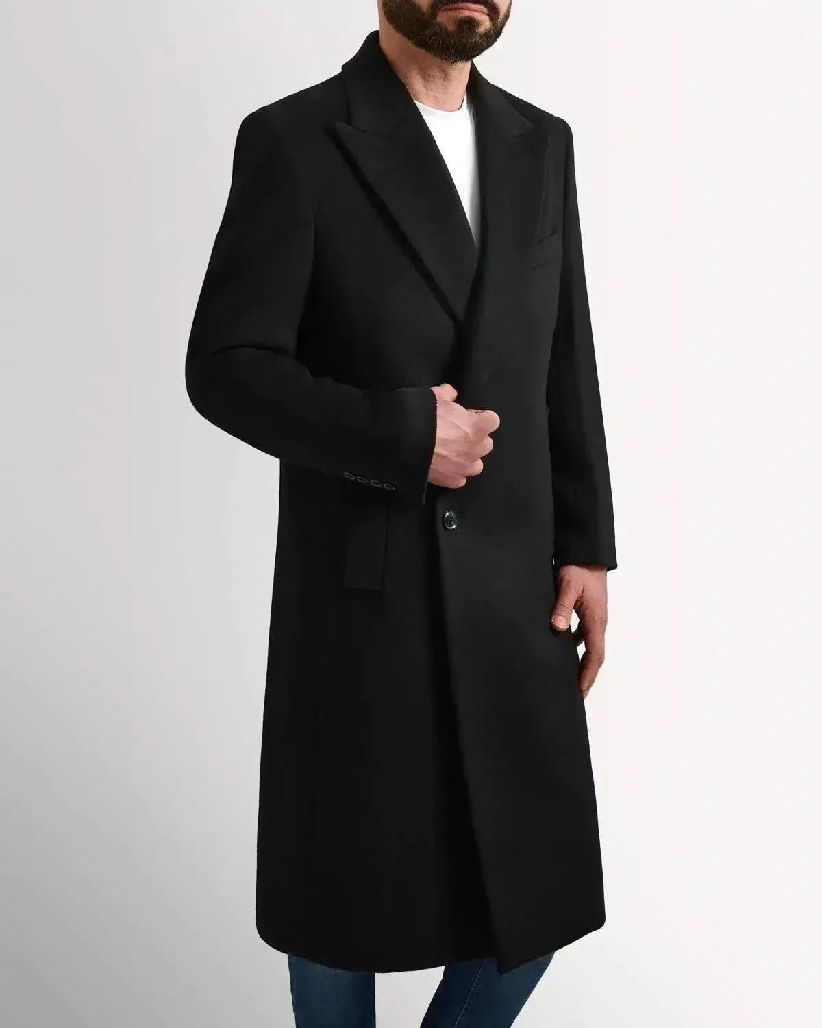 Kilgour Wool Cashmere Peak Lapel Overcoat Black – KIL-006B38 | Studio DOS by Designer Outlet Sales