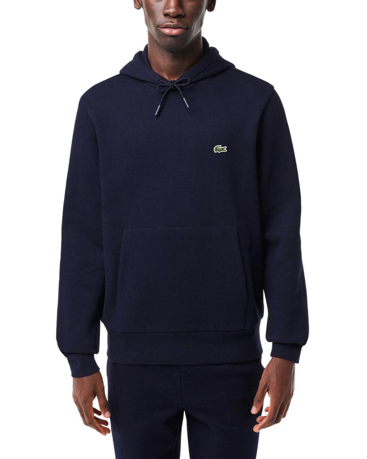 LACOSTE MENS SIGNATURE HOODIE MIDNIGHT BLUE-Designer Outlet Sales