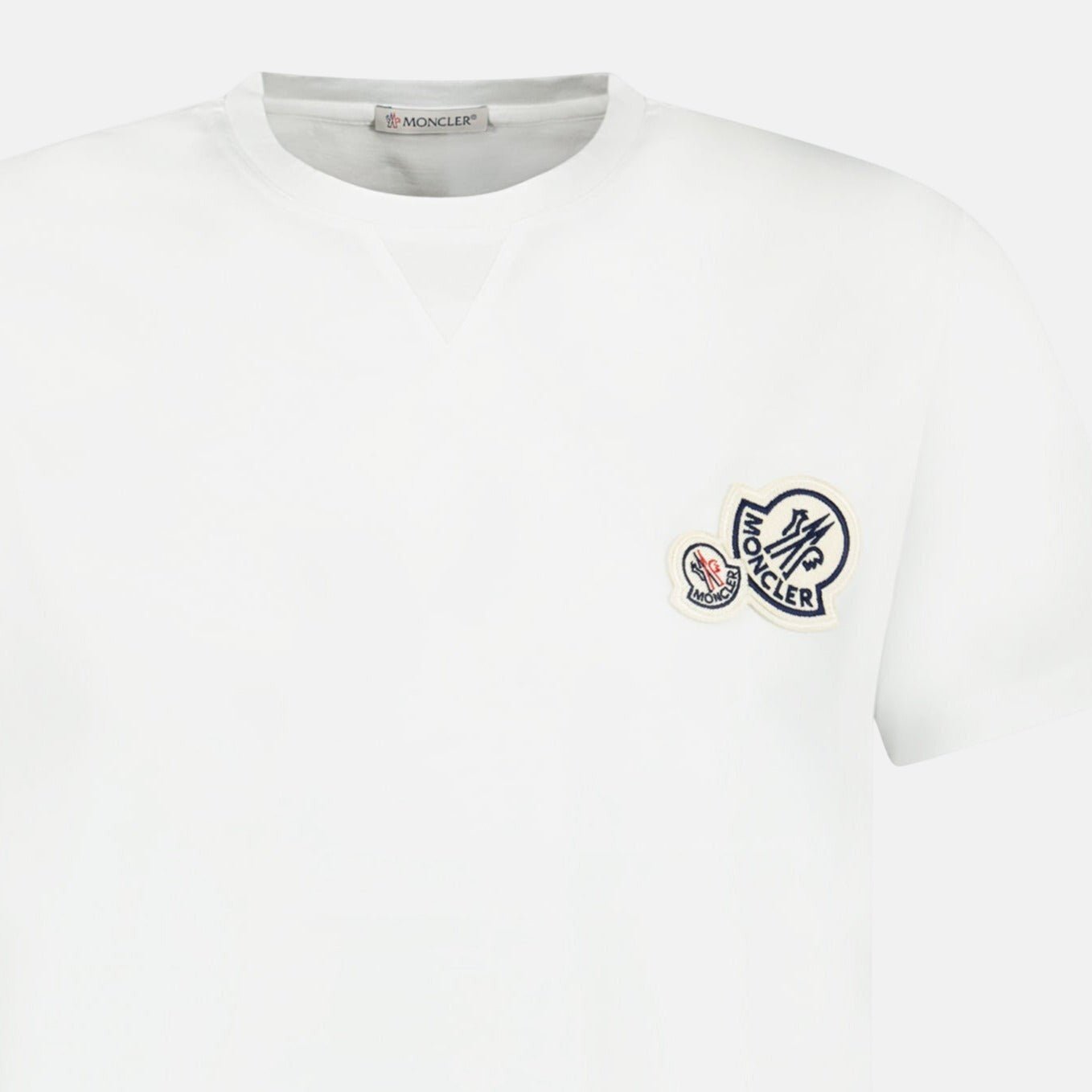 Moncler Double Stitch Logo T Shirt White – G33 | Studio DOS by Designer Outlet Sales