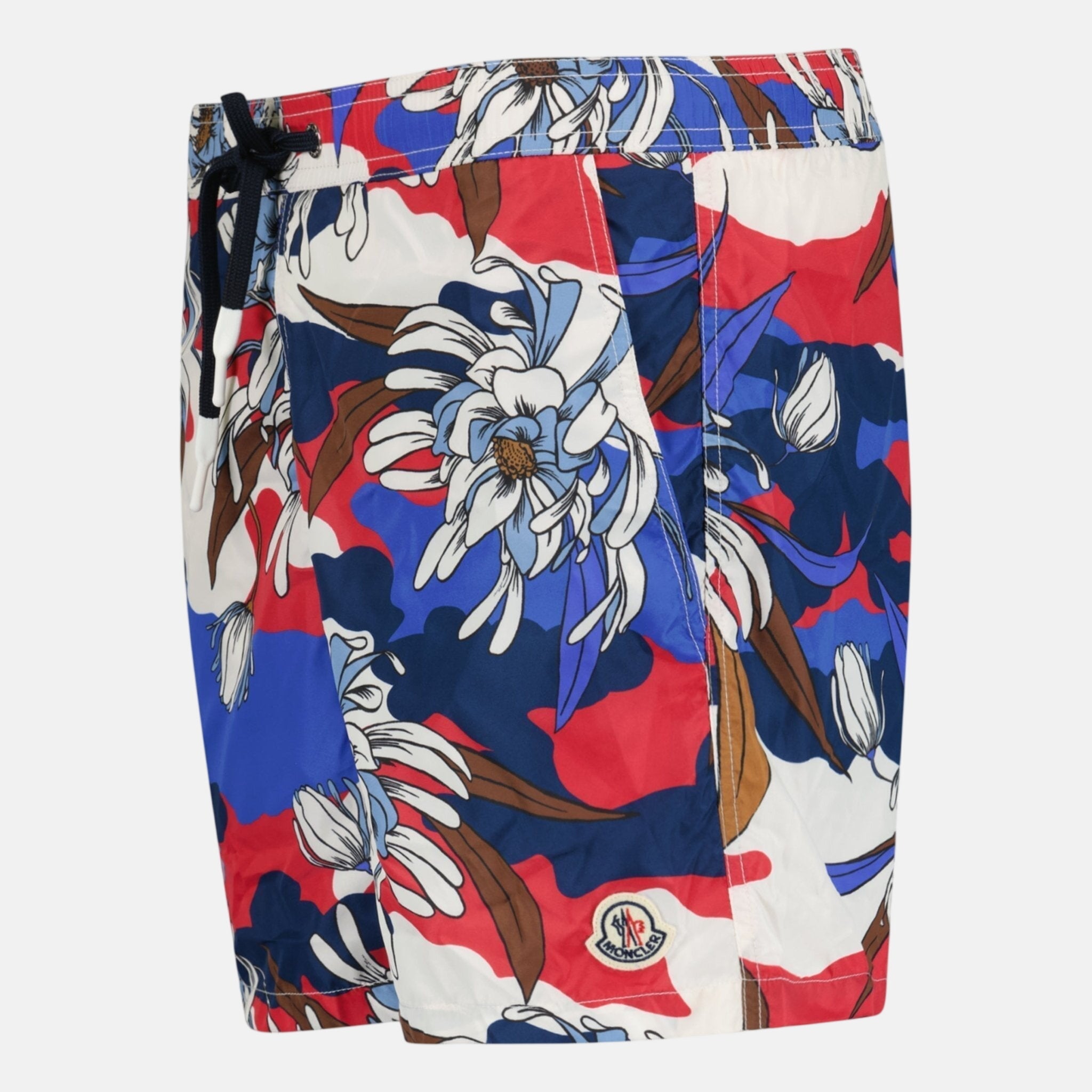 Moncler Flower Print Logo Swim Shorts Red White Blue – A5 | Studio DOS by Designer Outlet Sales