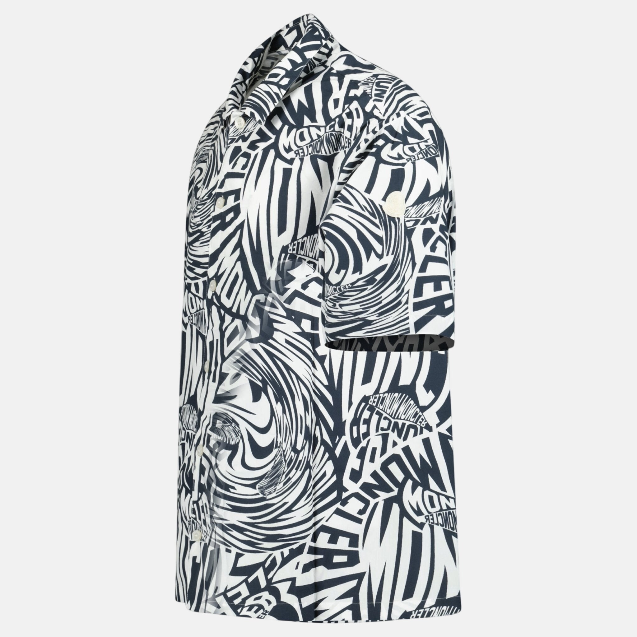 Moncler Stamp Print Button Shirt Black White – A27 | Studio DOS by Designer Outlet Sales