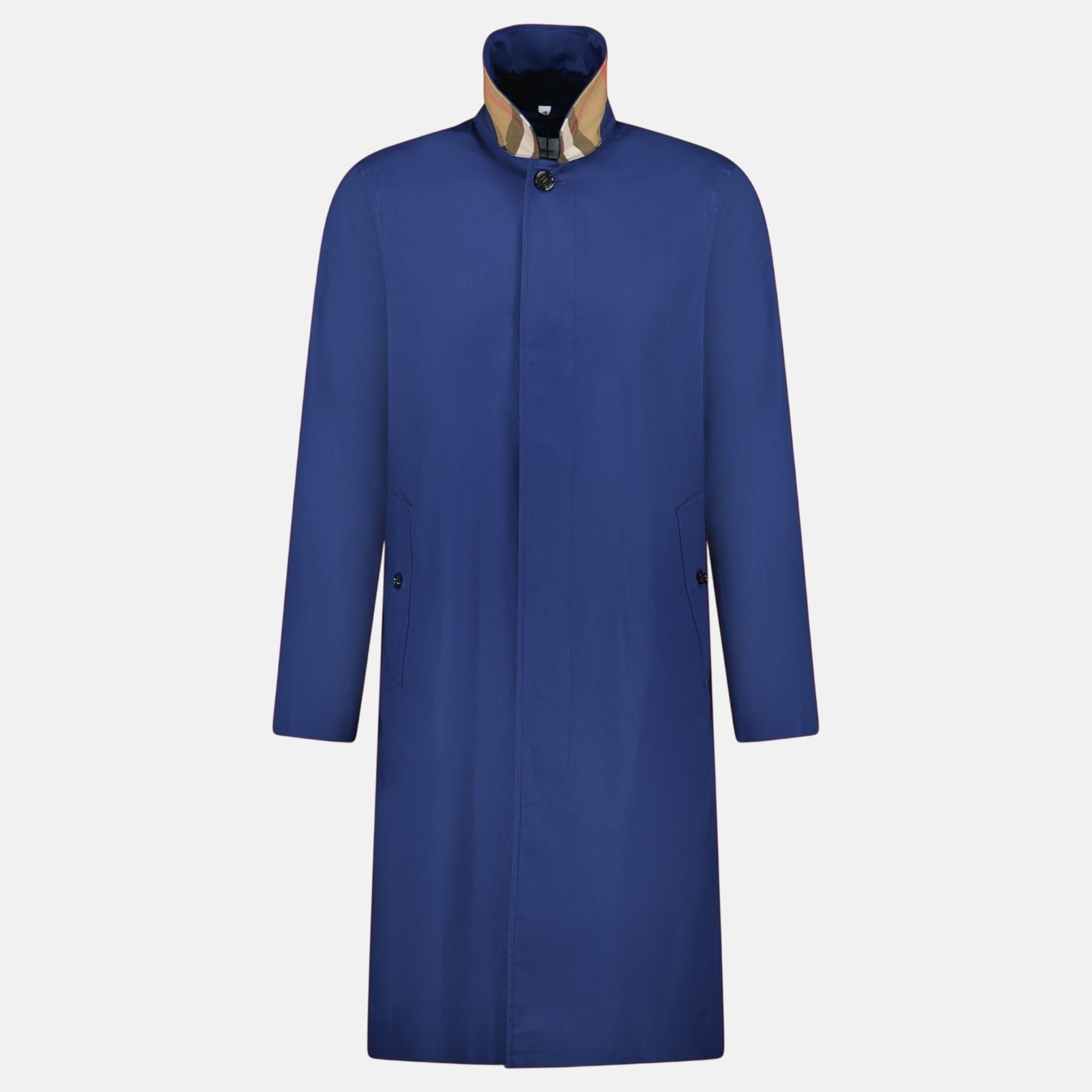 Burberry 'Pennan' Button Up Long Trench Coat Navy