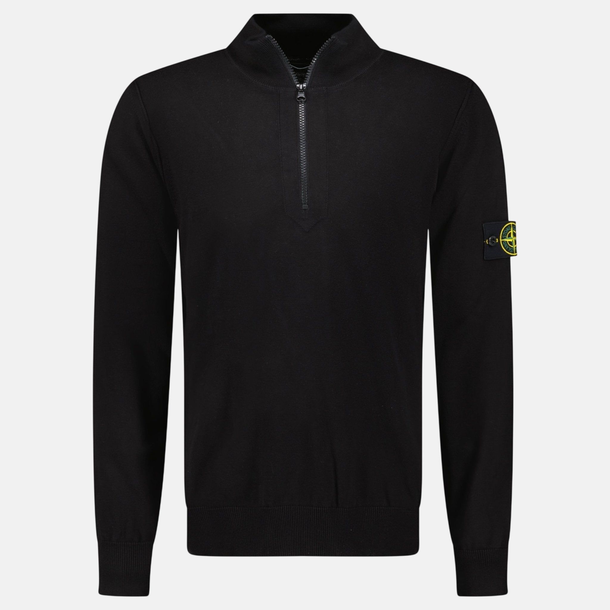 Stone Island Soft Cotton Quarter Zip Sweatshirt Black