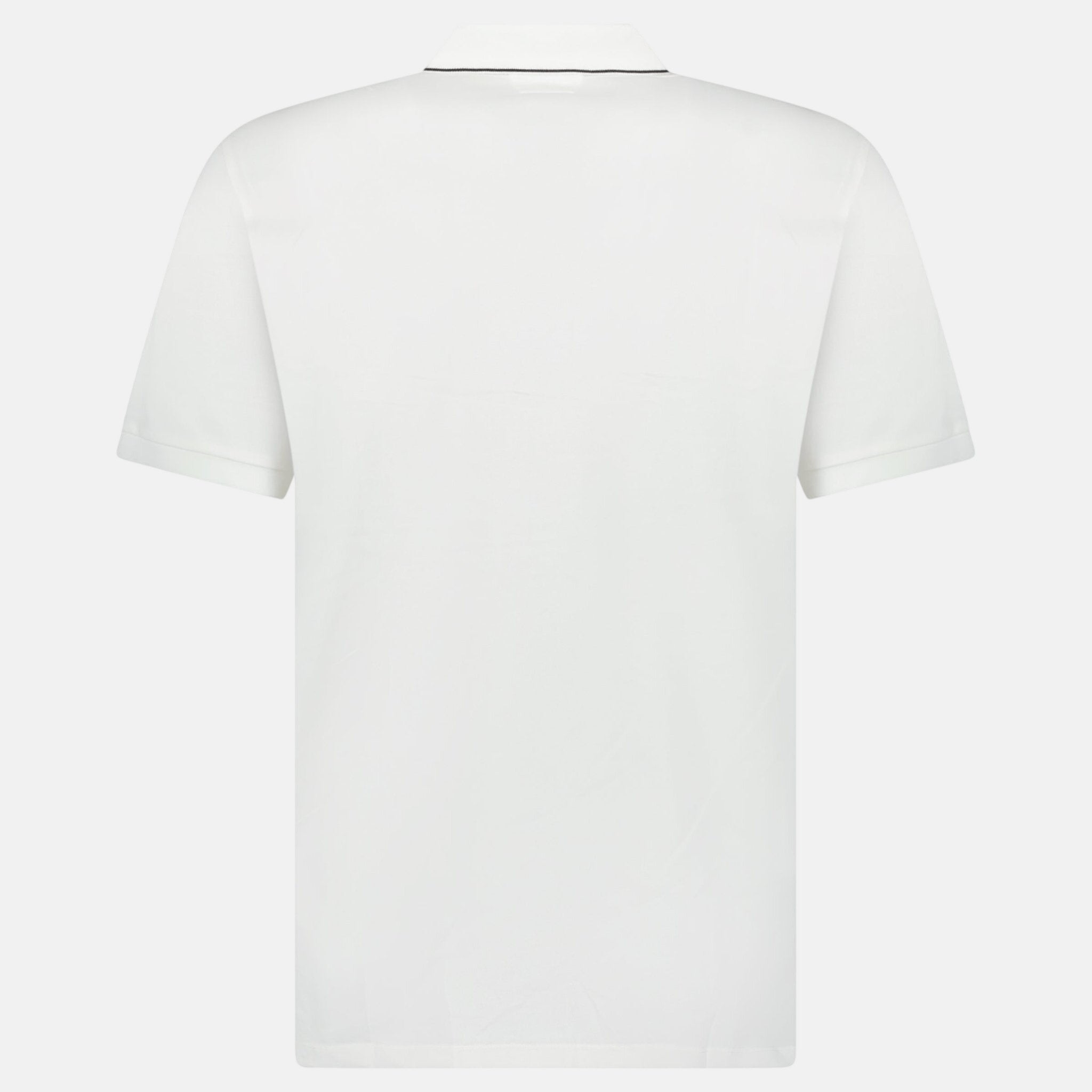 CP Company Stretch Piquet Striped Collar Polo Shirt White