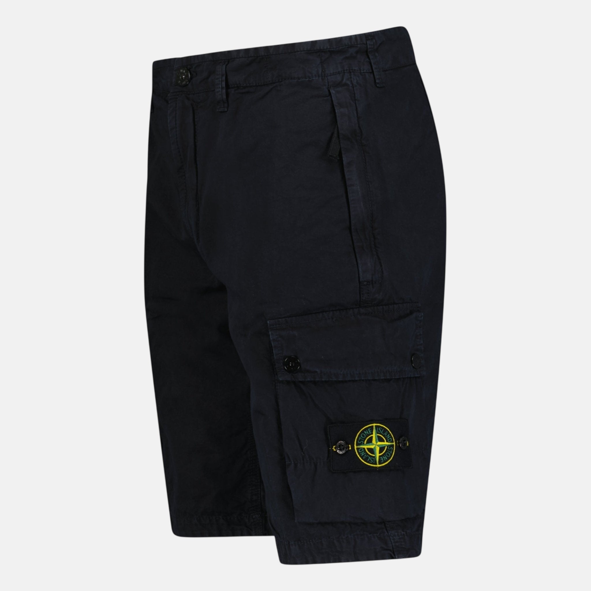 Stone Island Stretch Organic Cotton Twill Cargo Bermuda Shorts Navy Blue