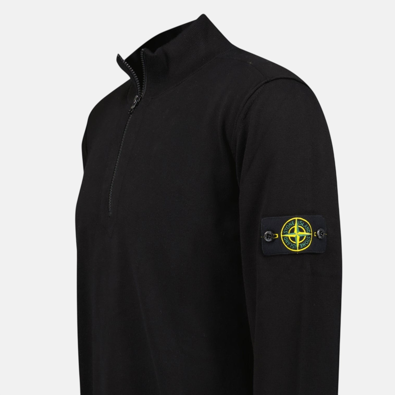 Stone Island Soft Cotton Quarter Zip Sweatshirt Black