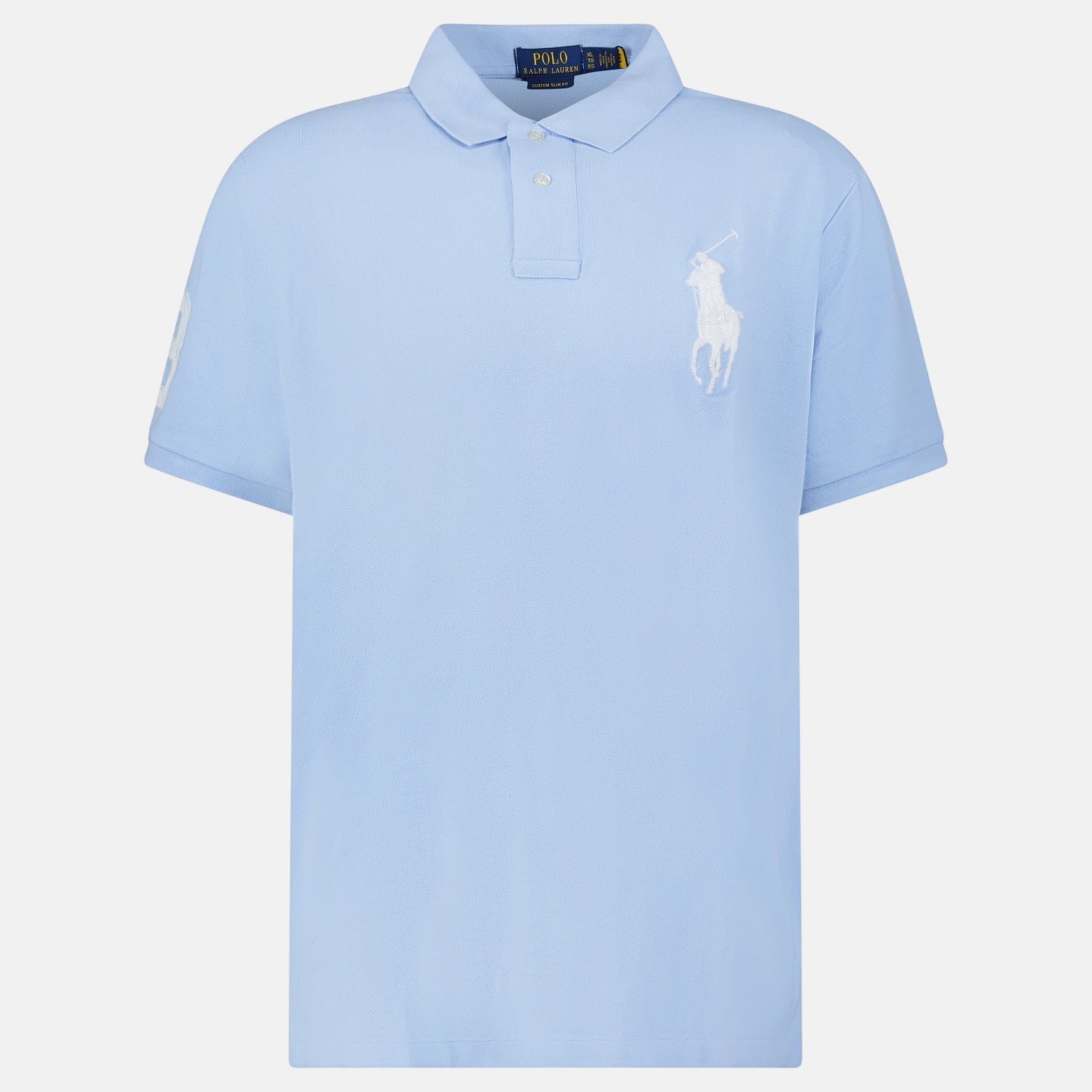 Ralph Lauren Big Pony Mesh Custom Slim Fit Polo Shirt Light Blue – A72 | Studio DOS by Designer Outlet Sales
