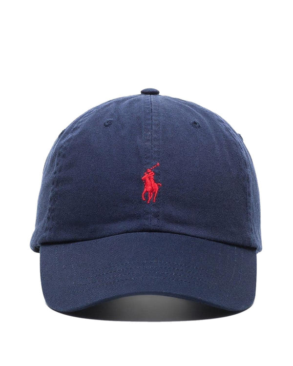 RALPH LAUREN COTTON BASEBALL CAP NAVY RED-Designer Outlet Sales