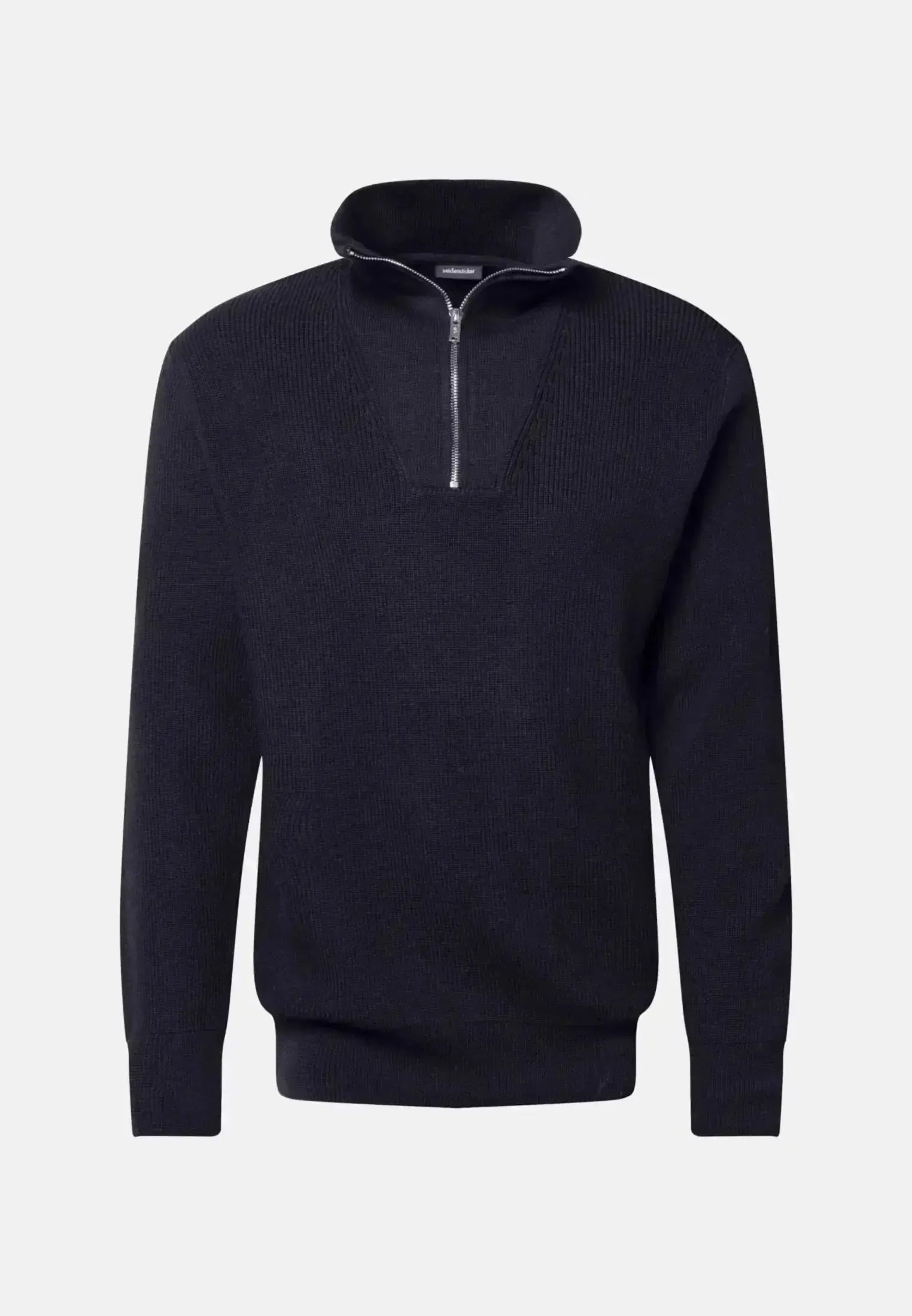 Seidensticker Mens Merino Wool Stand Collar 1/4 Zip Knit Dark Blue – 01.143011-19-S | Studio DOS by Designer Outlet Sales