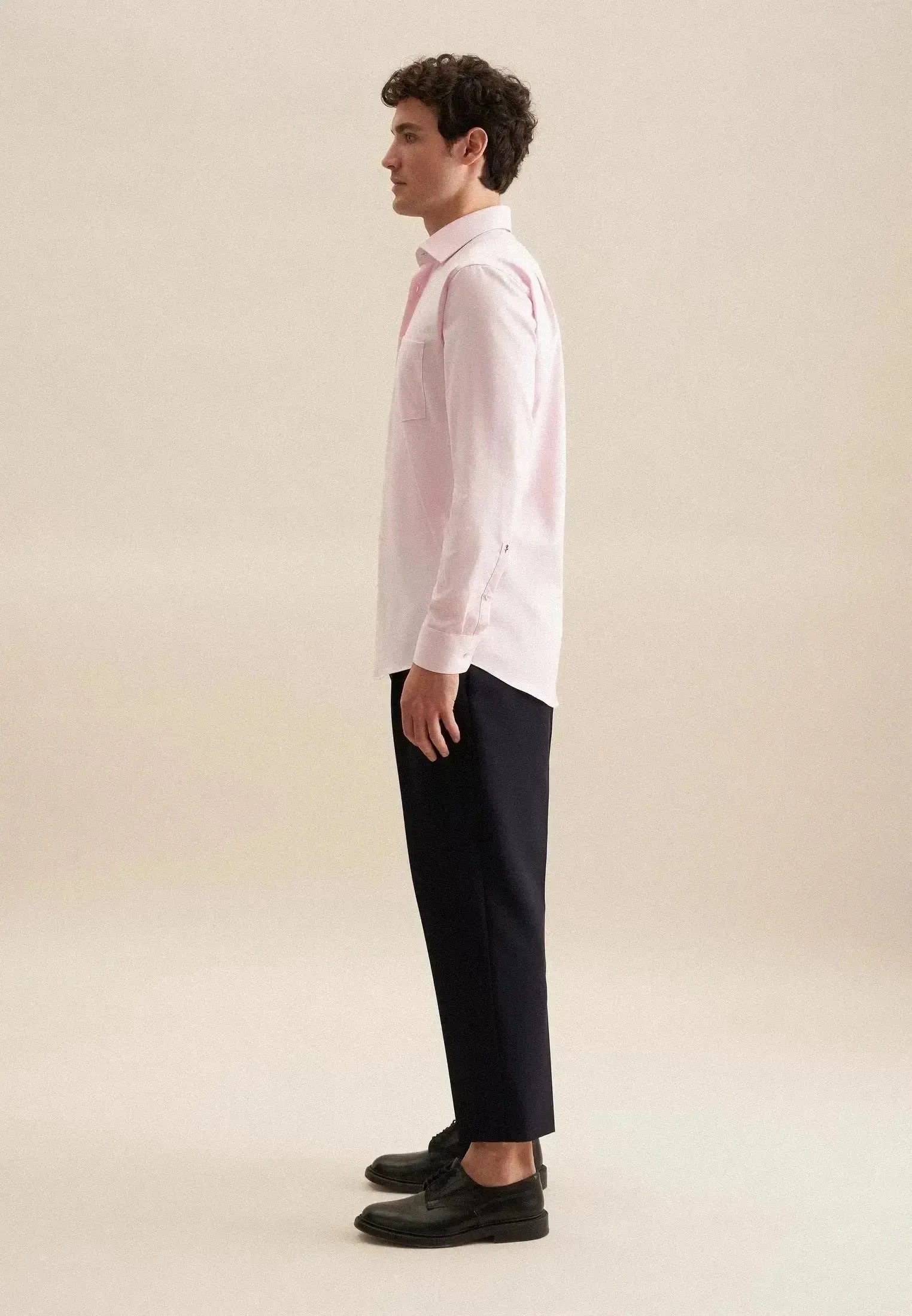 Seidensticker Mens Regular Fit No Iron Business Kent Contrast Patch Business Shirt Pink – 01.147200-42-38 | Studio DOS by Designer Outlet Sales