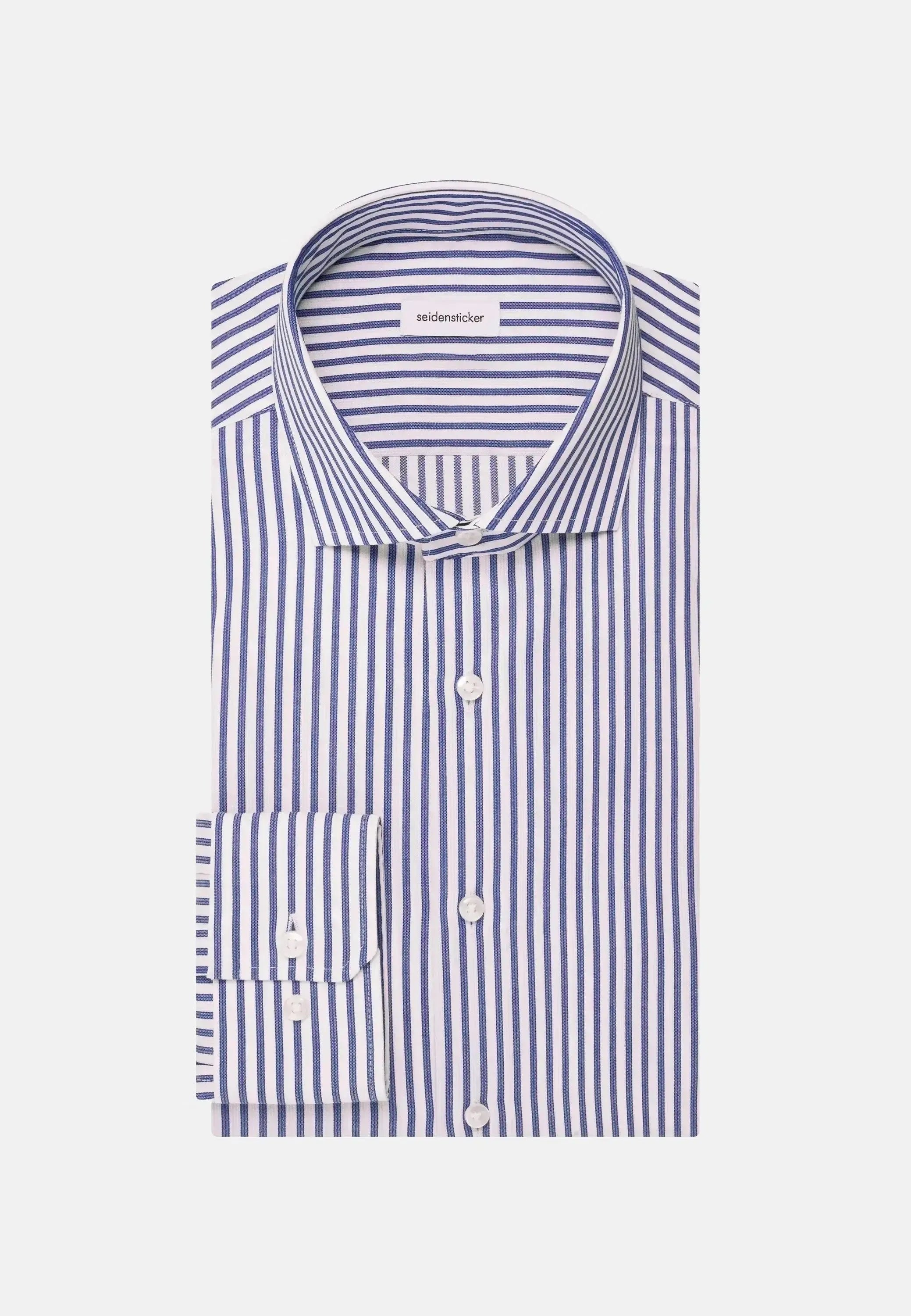 Seidensticker Mens Regular Fit No Iron Spread Kent Structured Stripe Business Shirt Mid Blue – 01.146167-15-38 | Studio DOS by Designer Outlet Sales