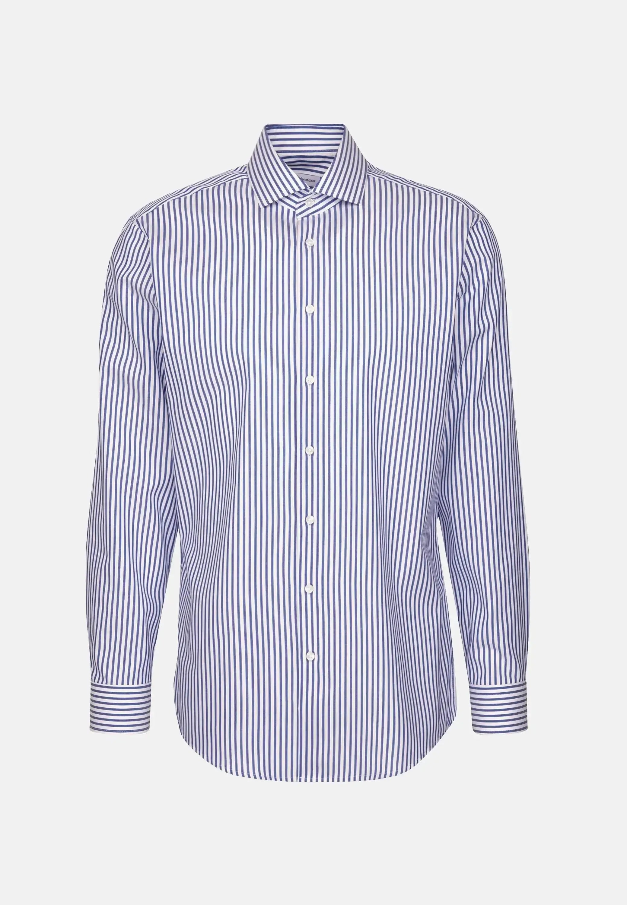Seidensticker Mens Regular Fit No Iron Spread Kent Structured Stripe Business Shirt Mid Blue – 01.146167-15-38 | Studio DOS by Designer Outlet Sales